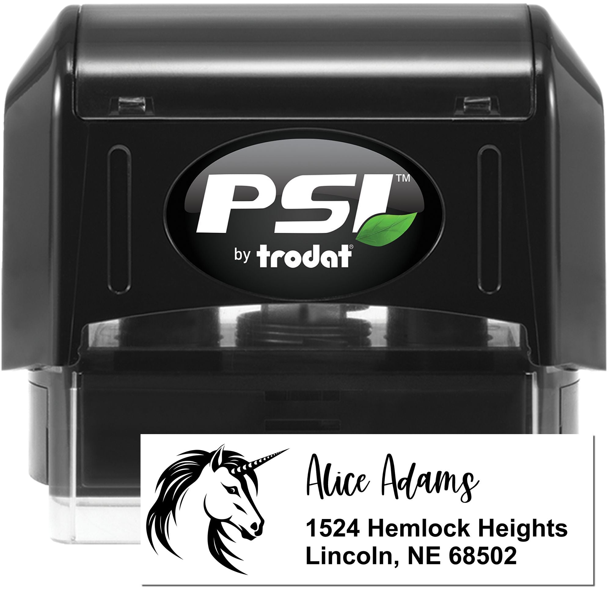 AzureSwirl Mythical Unicorn Custom Address Label Pre-Inked Stamp