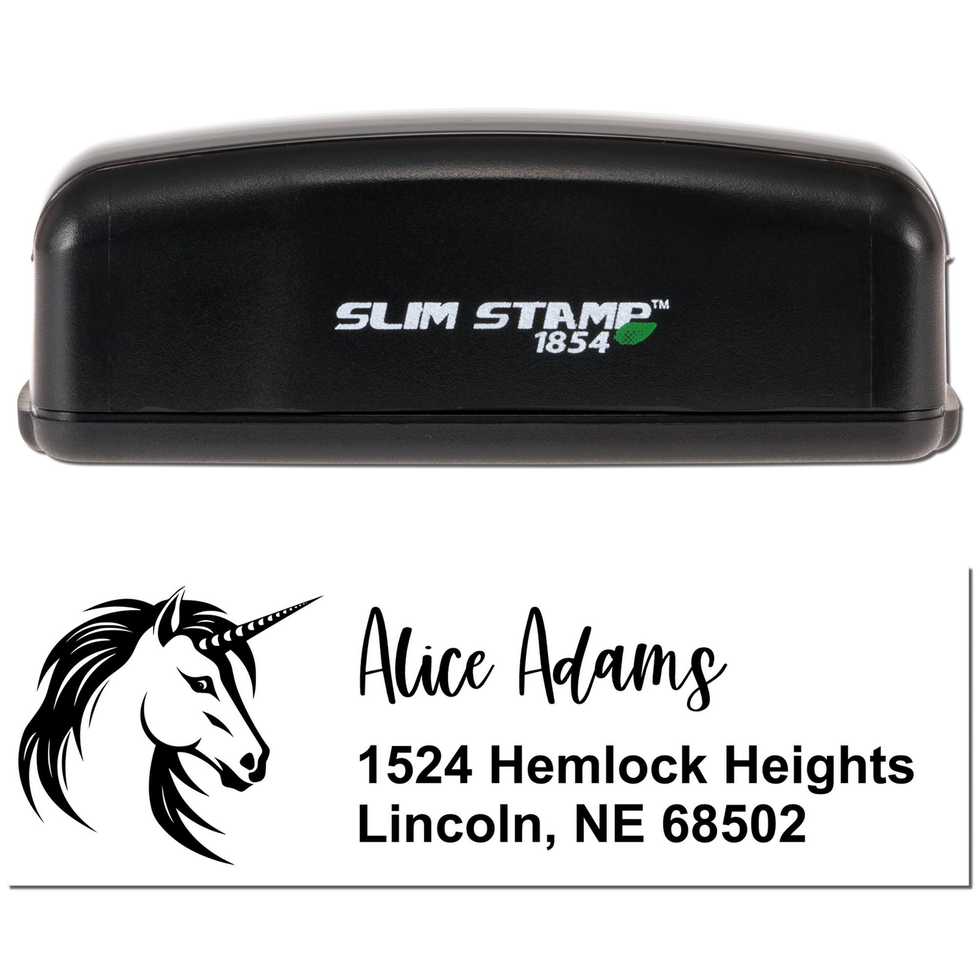 Azure Swirl Unicorn Handmade Mailbox Address Plaque Slim Pre-Inked Stamp