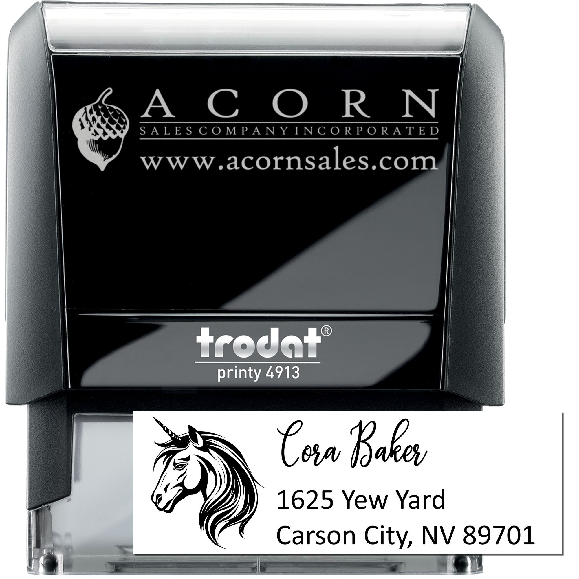Emeraldglint Unicorn Self-Inking Address Stamp
