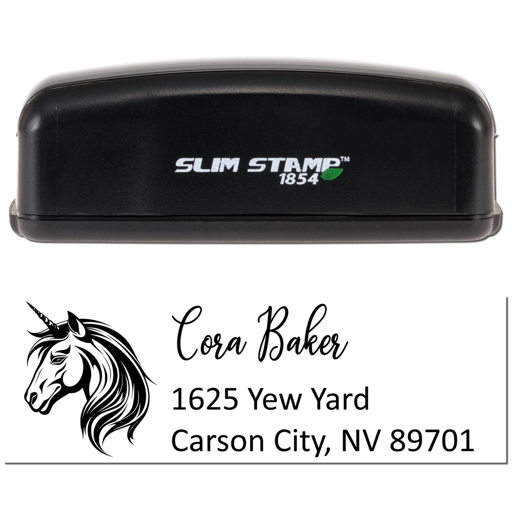 Emeraldglint Unicorn Handmade Address Plaque Slim Pre-Inked Stamp