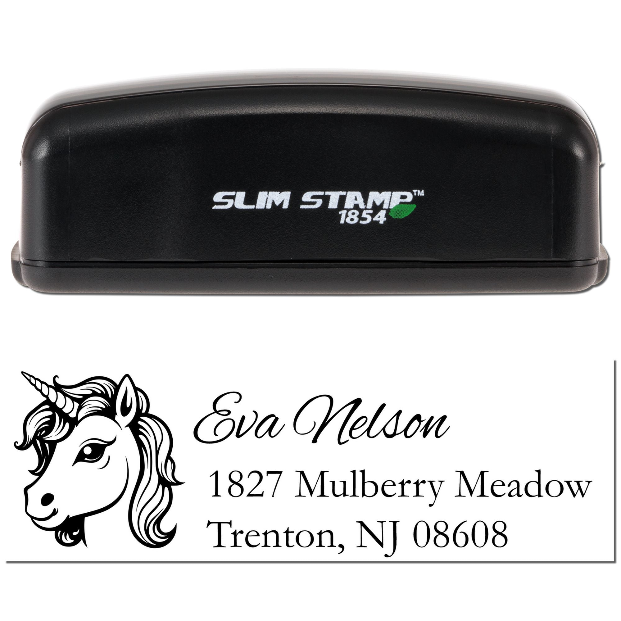Unicorn Rainbowgleam Custom Address Label Slim Pre-Inked Stamp