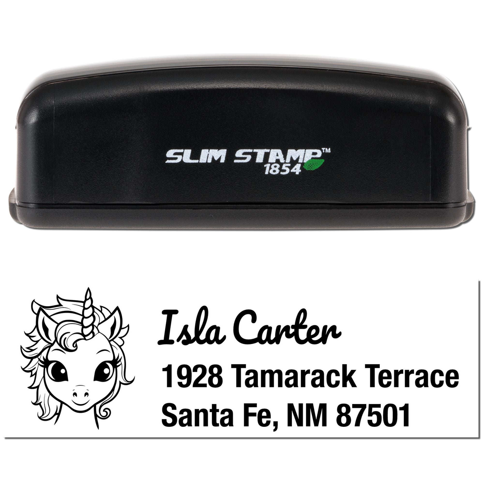 Custom Velvet Unicorn Address Label Slim Pre-Inked Stamp