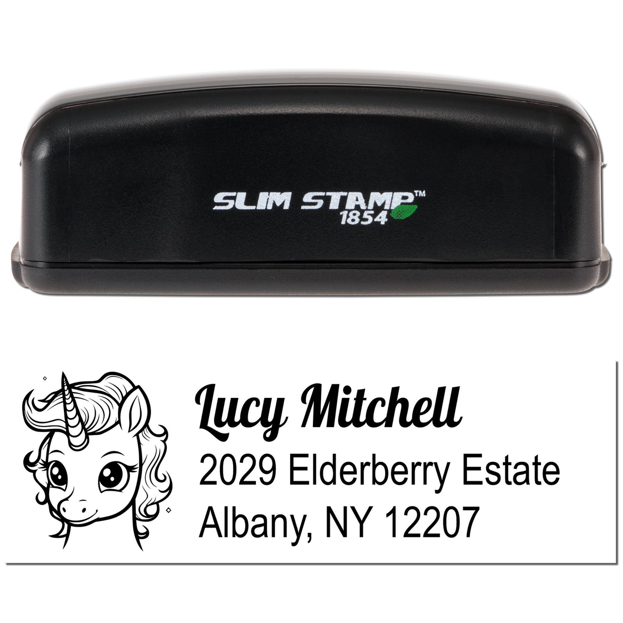 Golden Glimmer Unicorn Custom Return Address Label Slim Pre-Inked Stamp