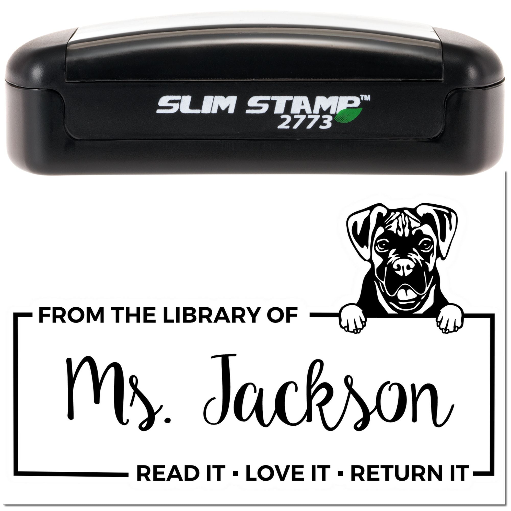 Personalized Boxer Book Return Slim Pre-Inked Stamp