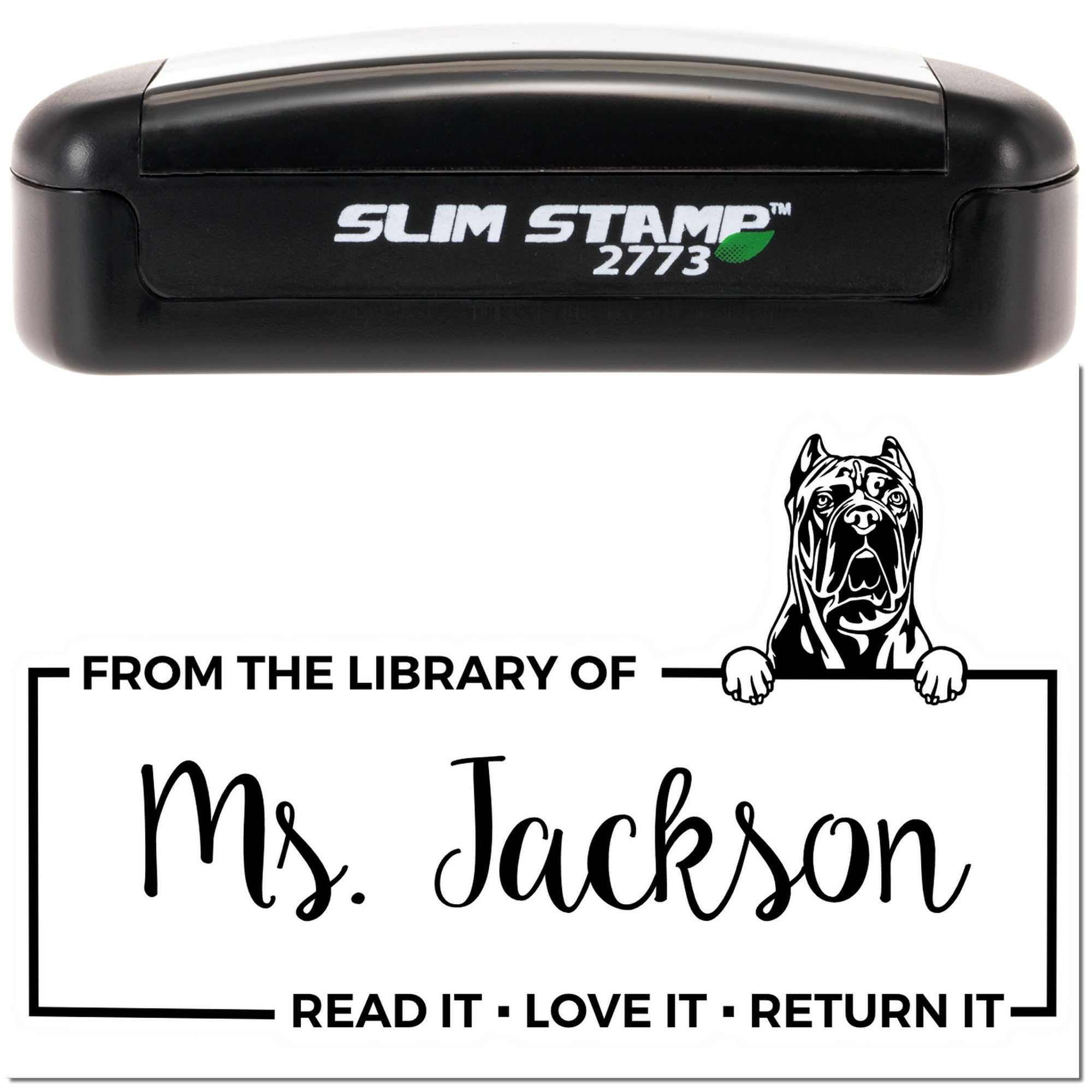Cane Corso Personalized Book Return Slim Pre-Inked Stamp