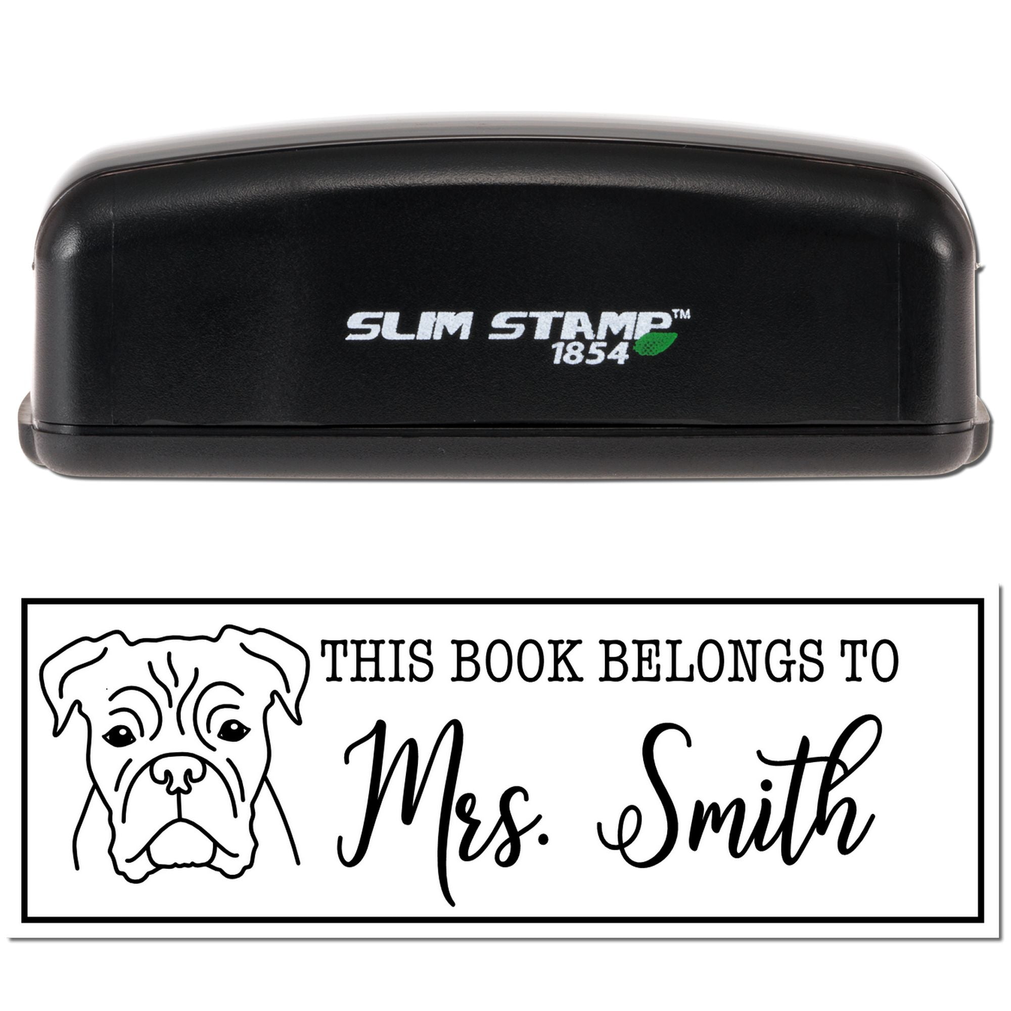 Custom Boxer Dog Slim Pre-Inked Book Bookplate Stamp
