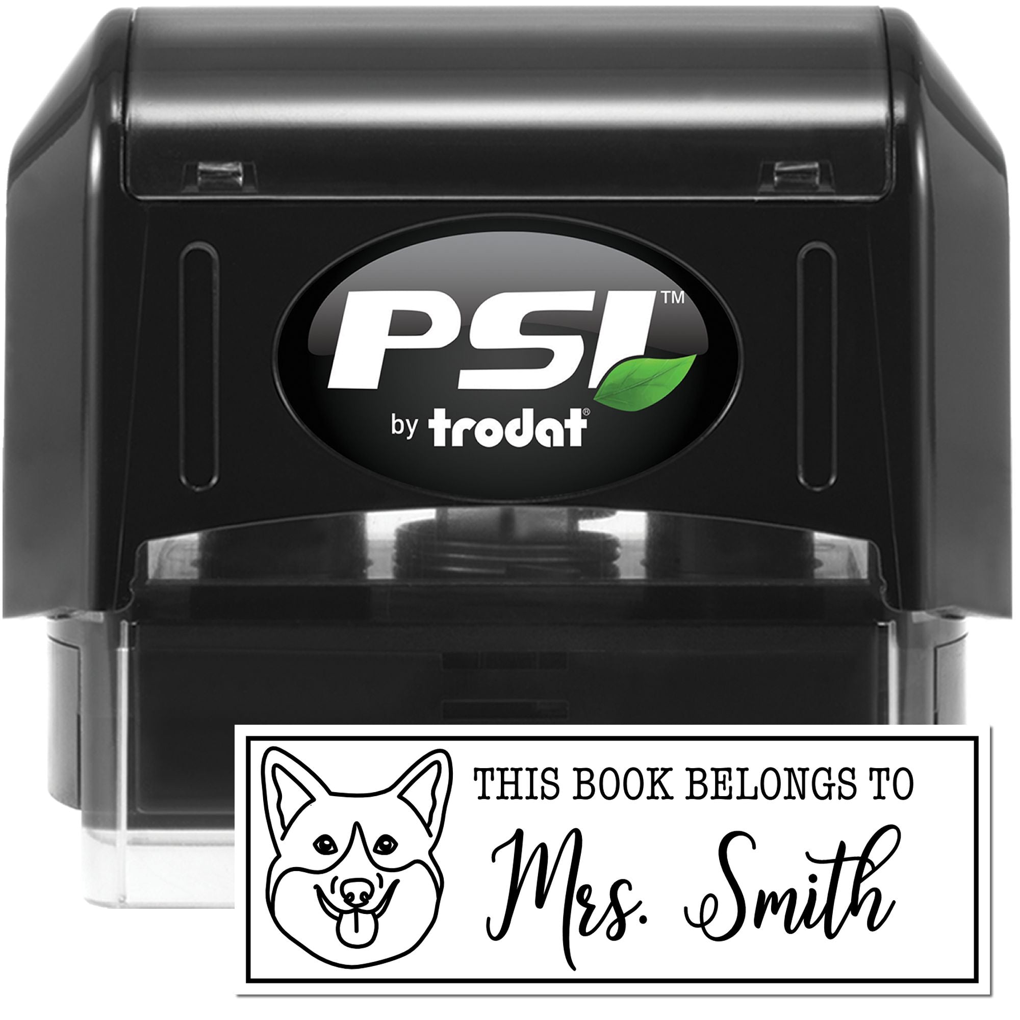 Custom Corgi Outline Pre-Inked Book Bookplate Stamp