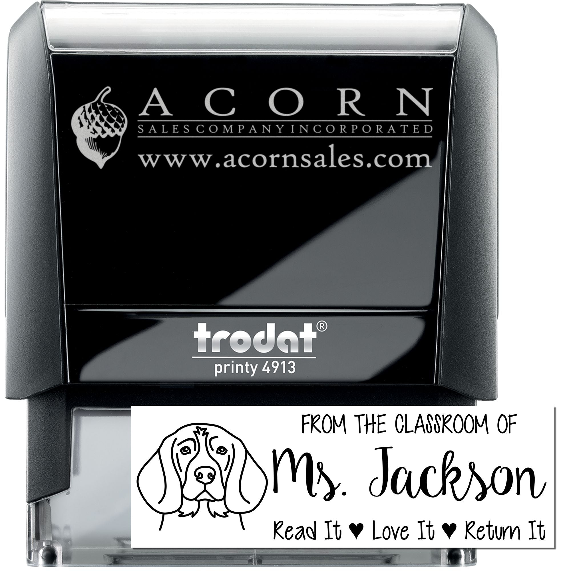 Beagle Book Nook Self-Inking Custom Ex Libris Stamp