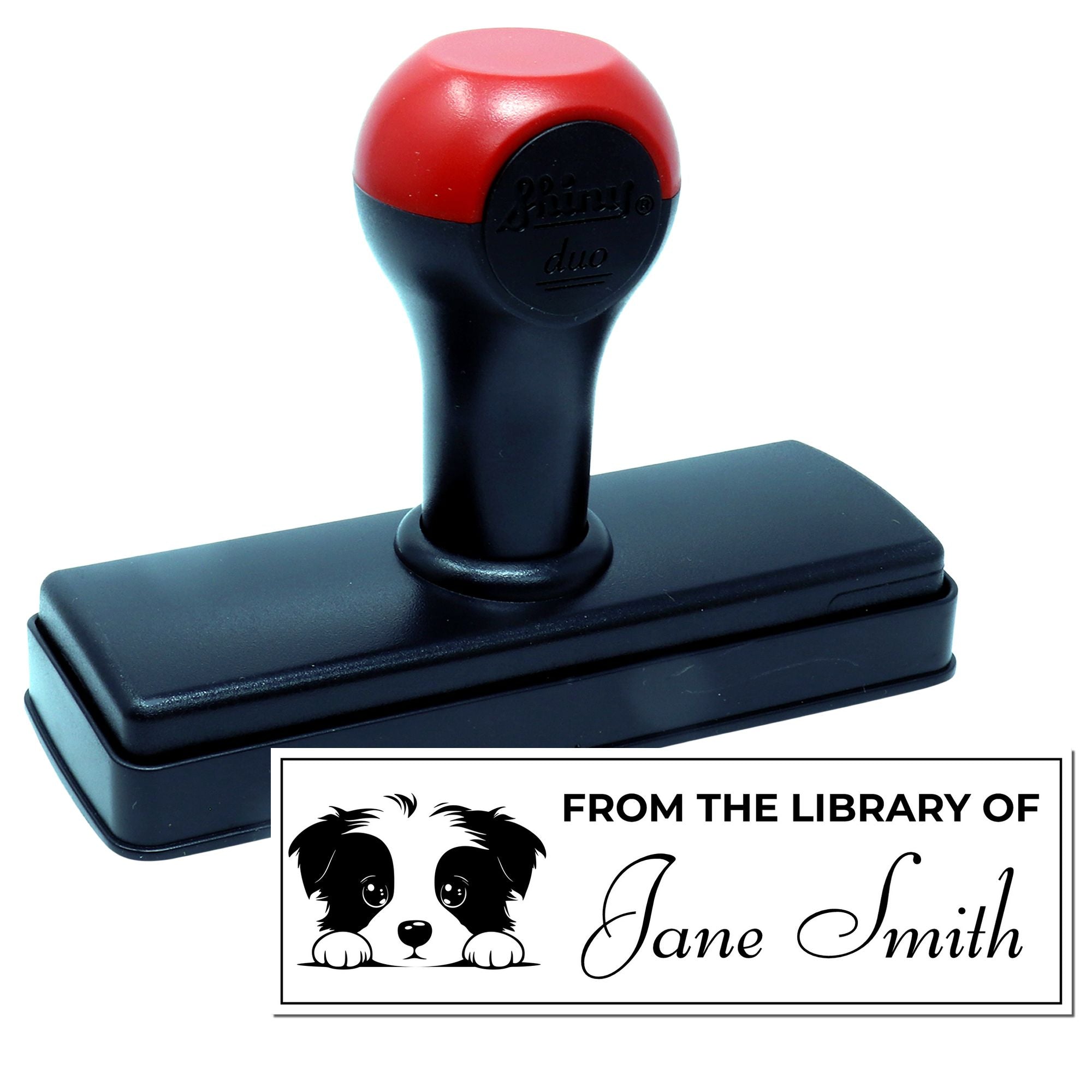 Border Collie Peeking Puppy Duo Hand Stamp