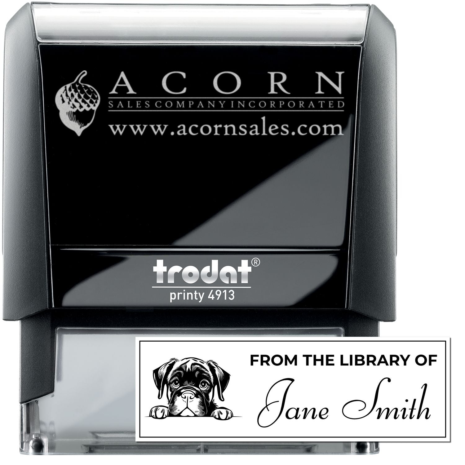 Custom Cane Corso Self-Inking Book Peeking Puppy Stamp