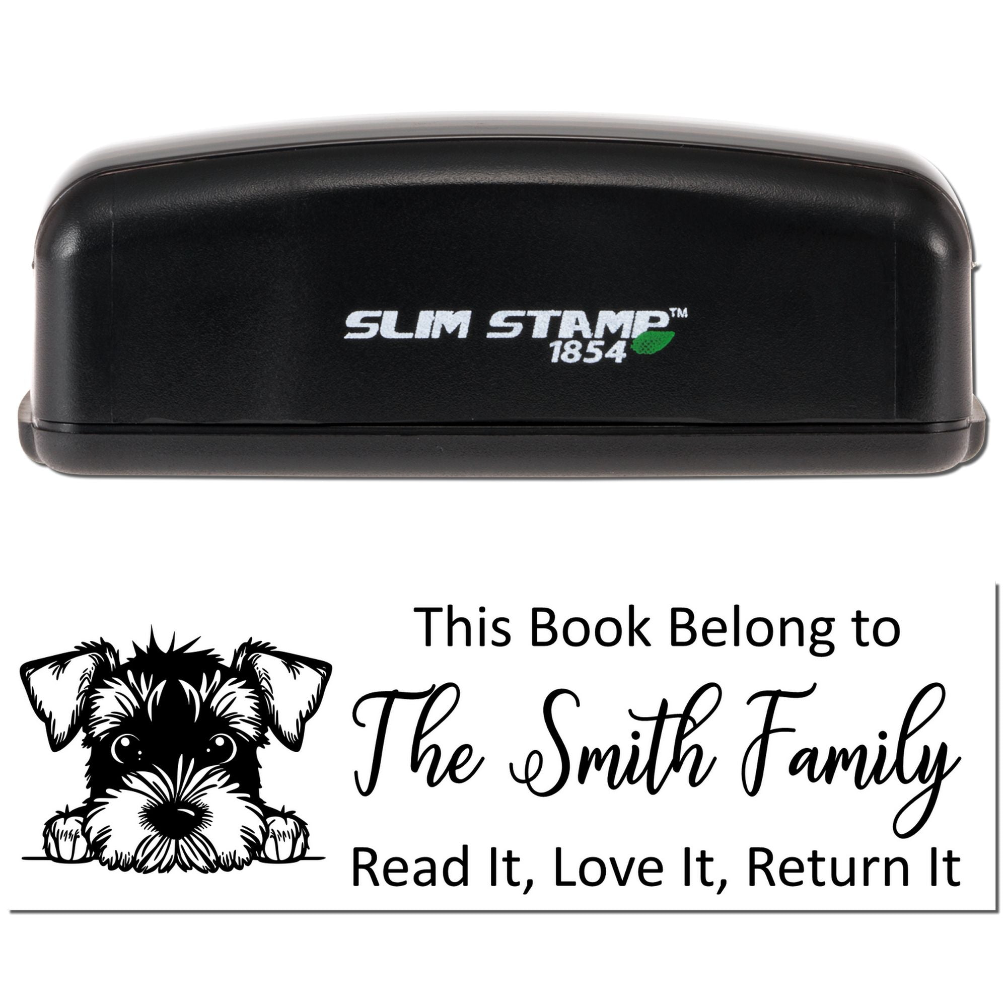 Customizable Airedale Terrier Dog Book Bookworm Slim Pre-Inked Stamp