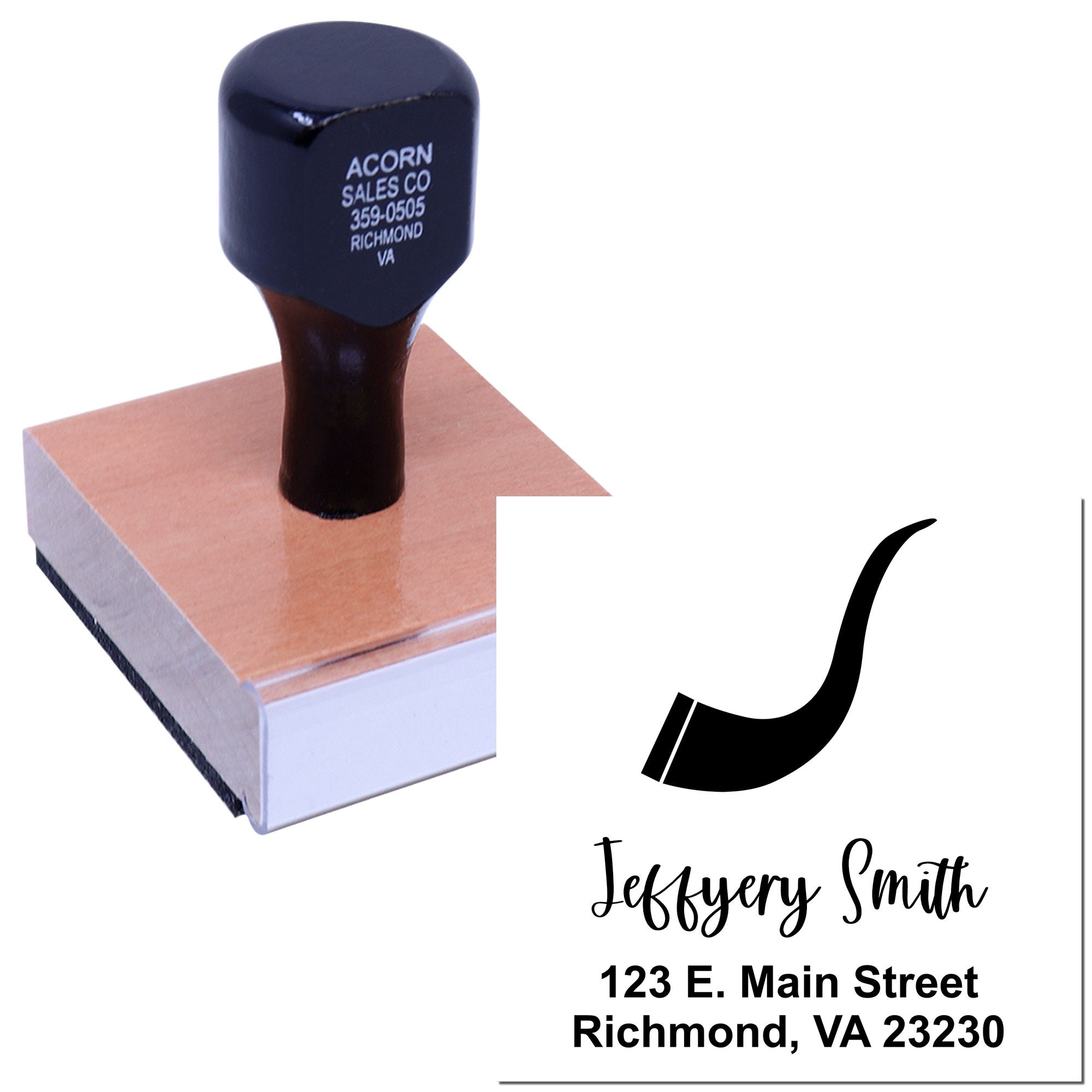 Custom rubber address stamp with logo and return address for business mailing and personalized branding