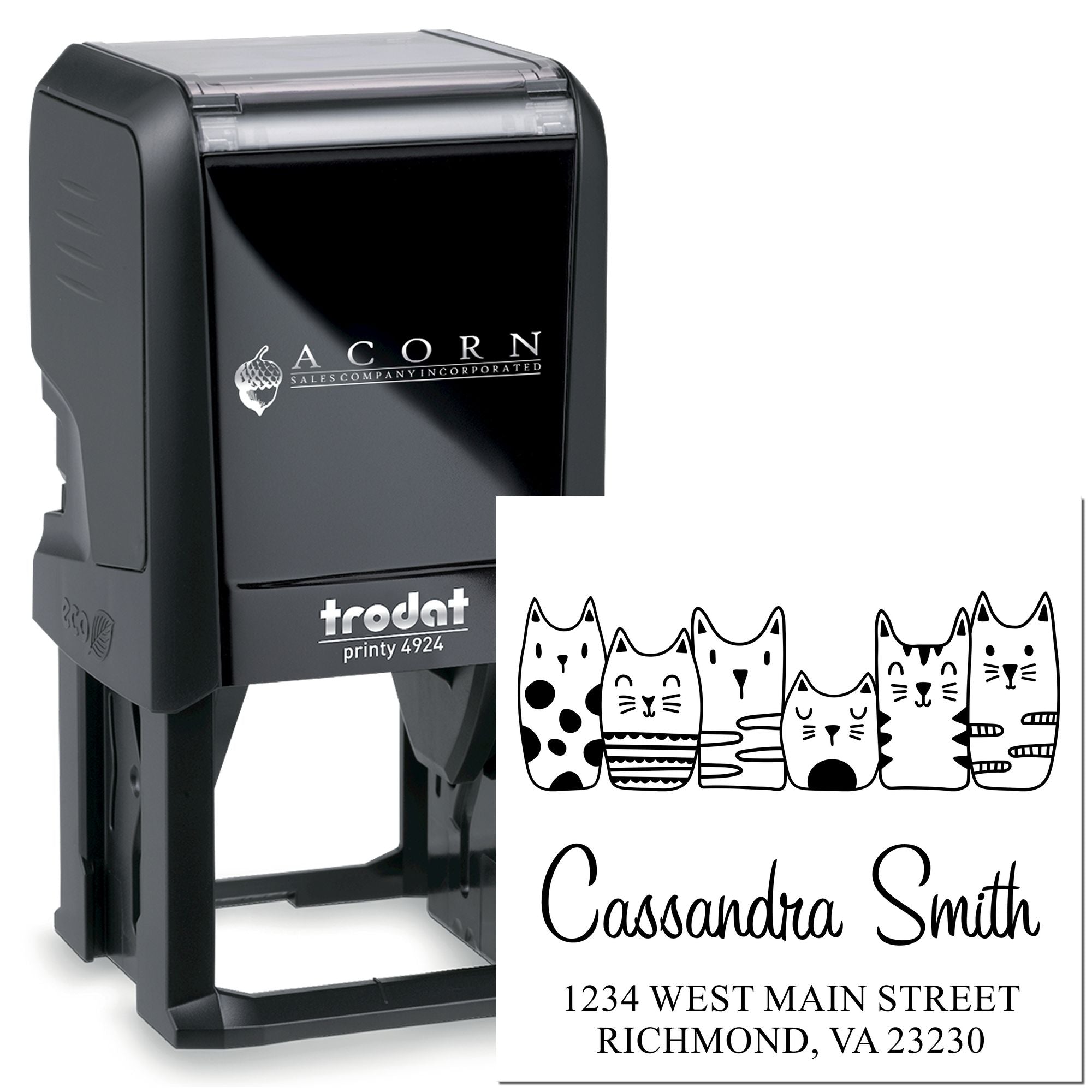 Whimsical Cats Custom Self-Inking Address Stamp