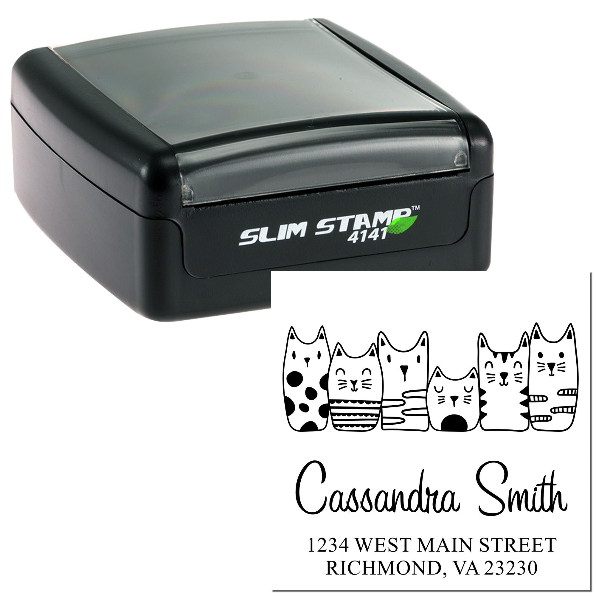 Cat Crew Portable Slim Pre-Inked Address Stamp