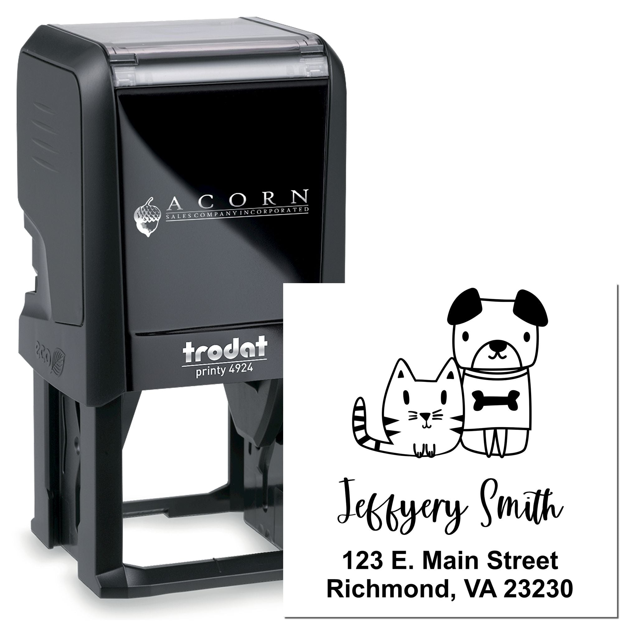 Whimsical Pets Duo Custom Self-Inking Address Stamp