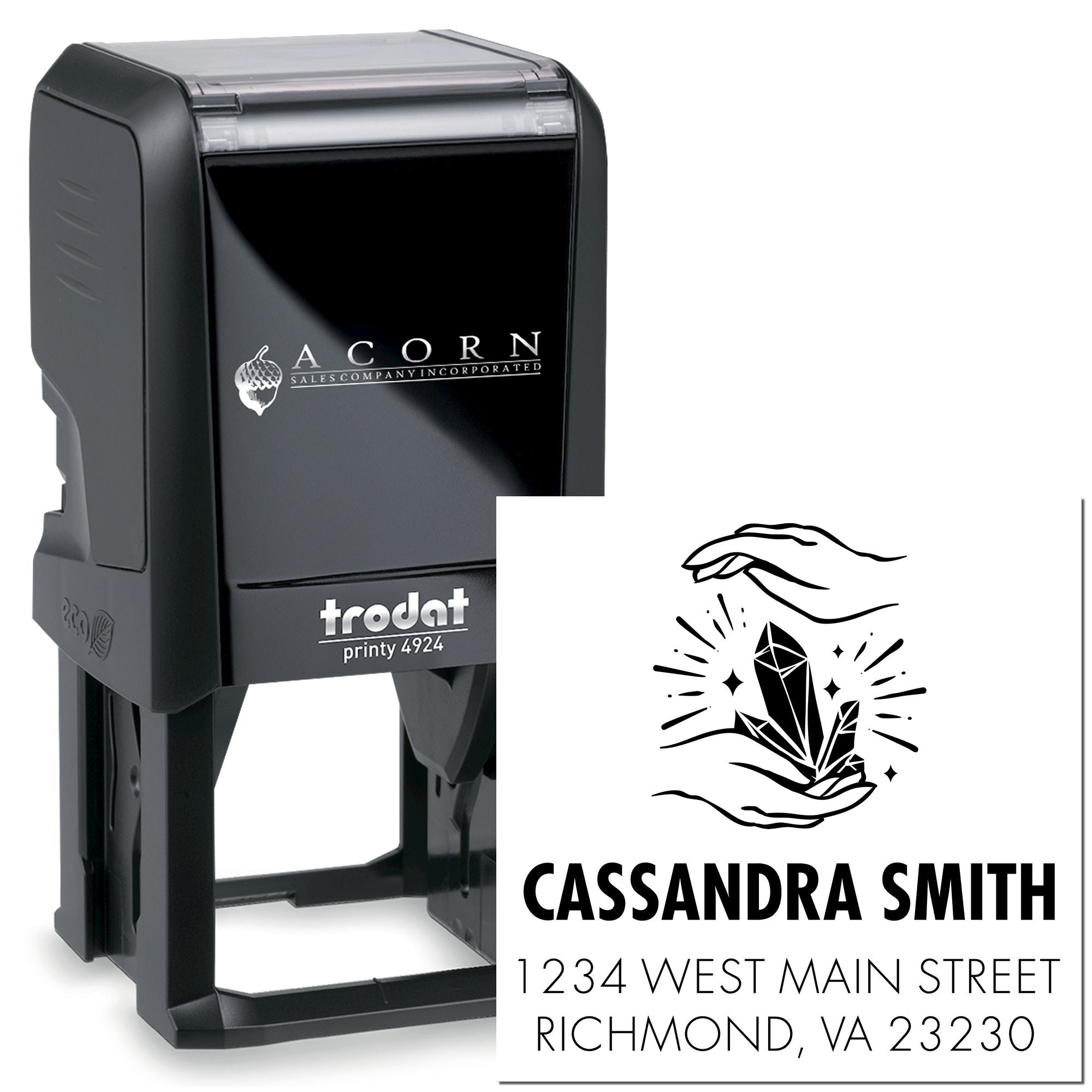 Trodat Printy 4924 self-inking rubber stamp for custom address and logo imprint, personalized mailing stamp