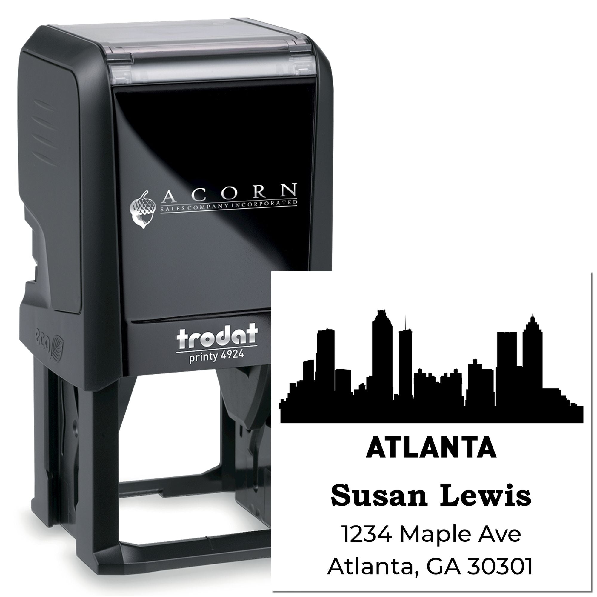 Atlanta City Skyline Customized 3 Line Stamp Self-Inking
