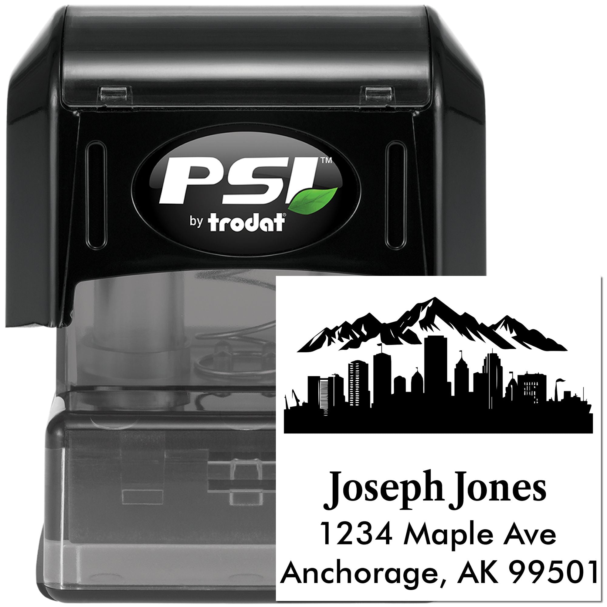 PSI Pre-Ink Alaska City Silhouette Customized Address 3 Lines Pre-Inked Stamp