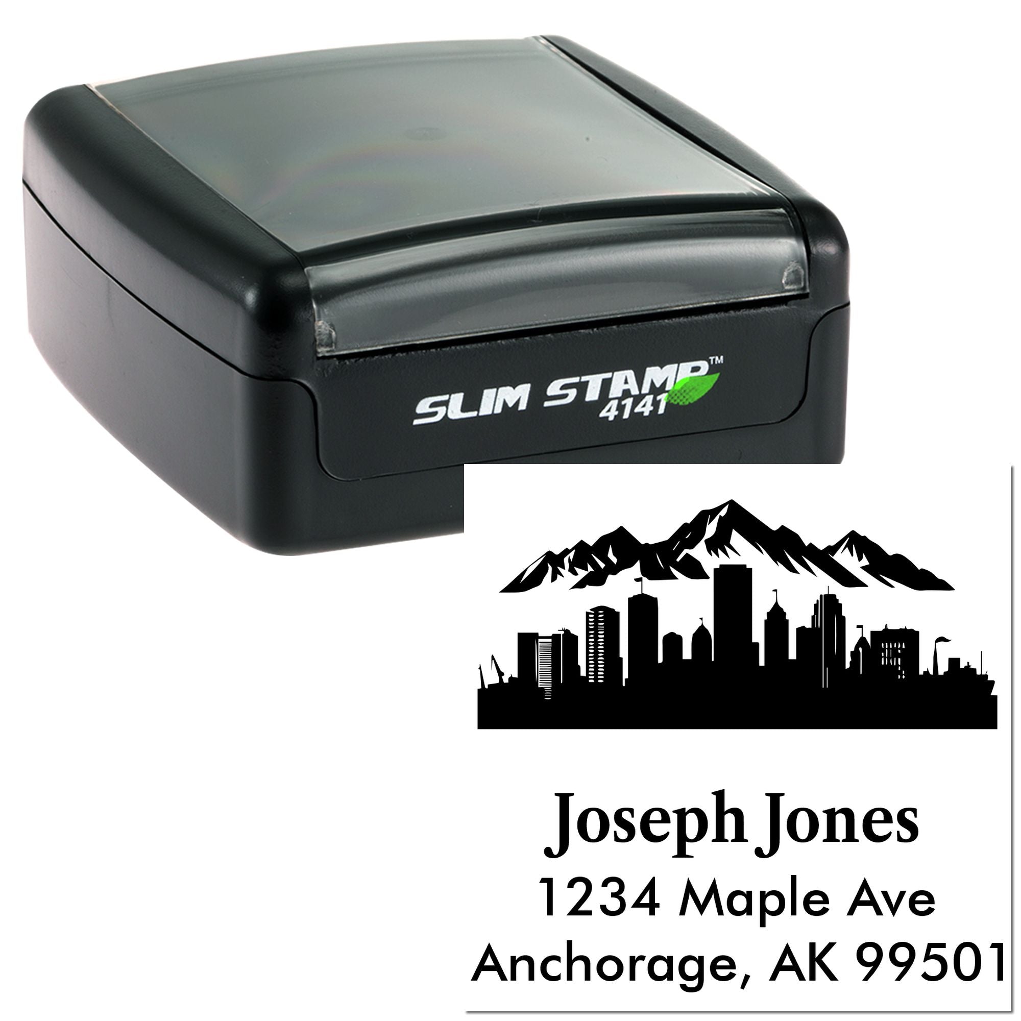 Slim Pre-Inked Alaska City Silhouette Customized Address 3 Lines Stamp