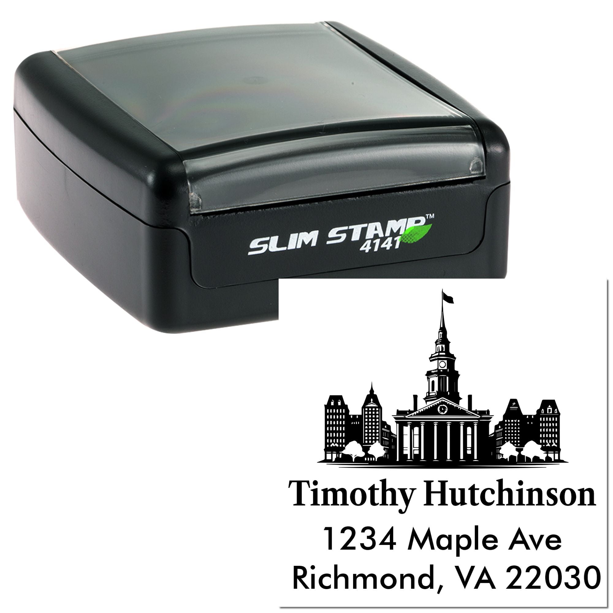 Slim Pre-Inked Virginia City Silhouette Customized Return Address for Envelopes Stamp