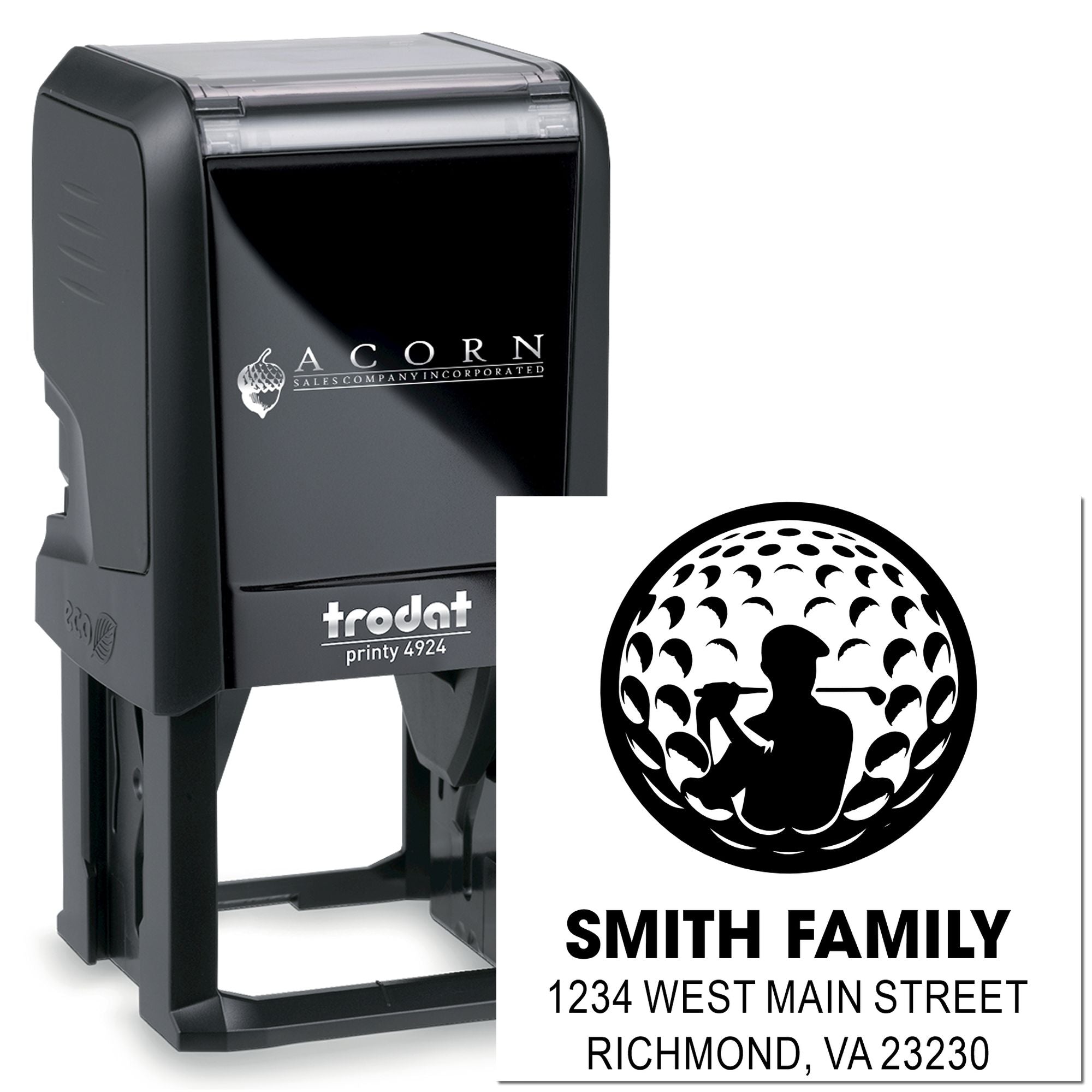Trodat Printy 4924 custom self-inking rubber stamp with Smith Family address design, Richmond, VA 23230