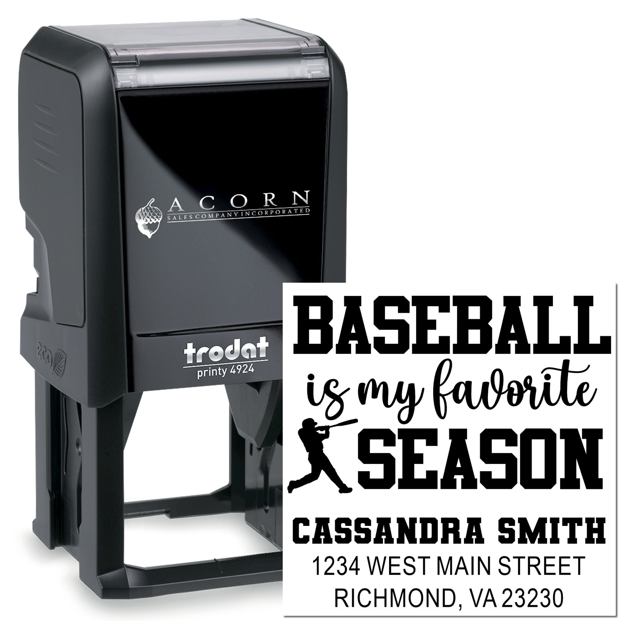 Self-Inking Swing Kings Baseball Is My Favorite Season Custom-Made Return Address Stamper