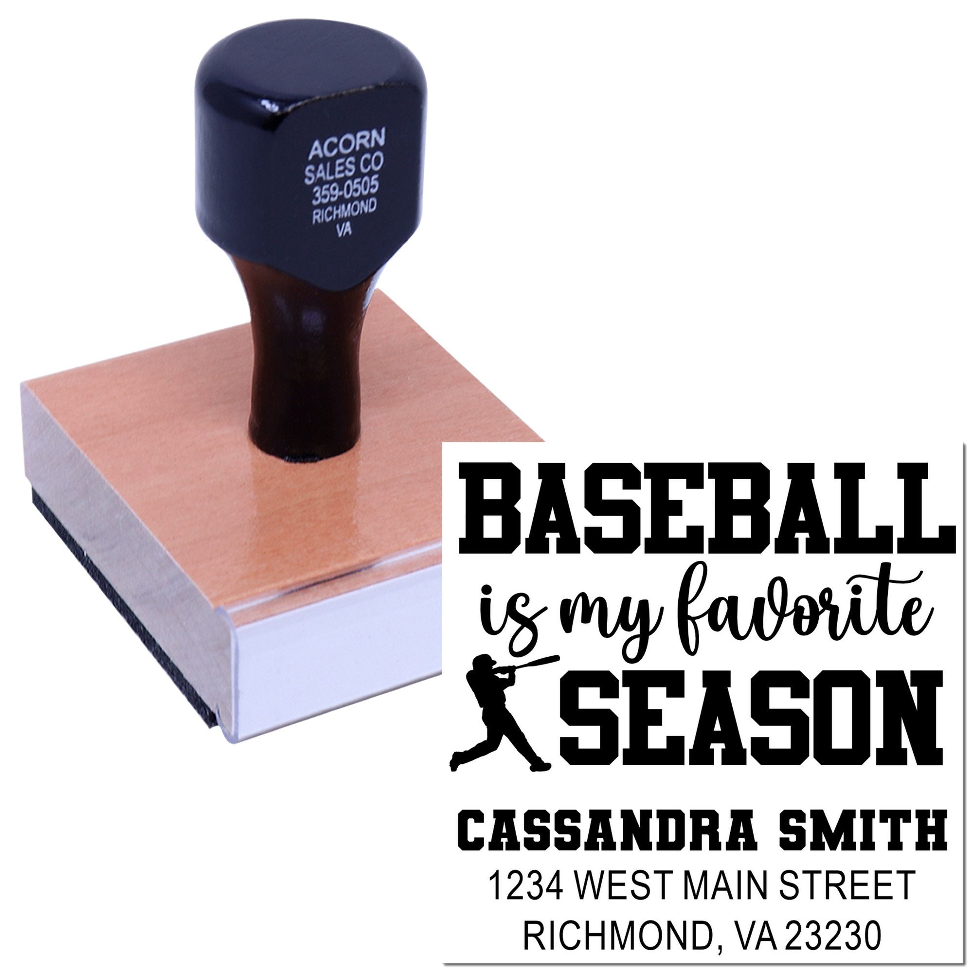 Swing Kings Baseball Is My Favorite Season Custom-Made Return Address Stamp with Wood Handle