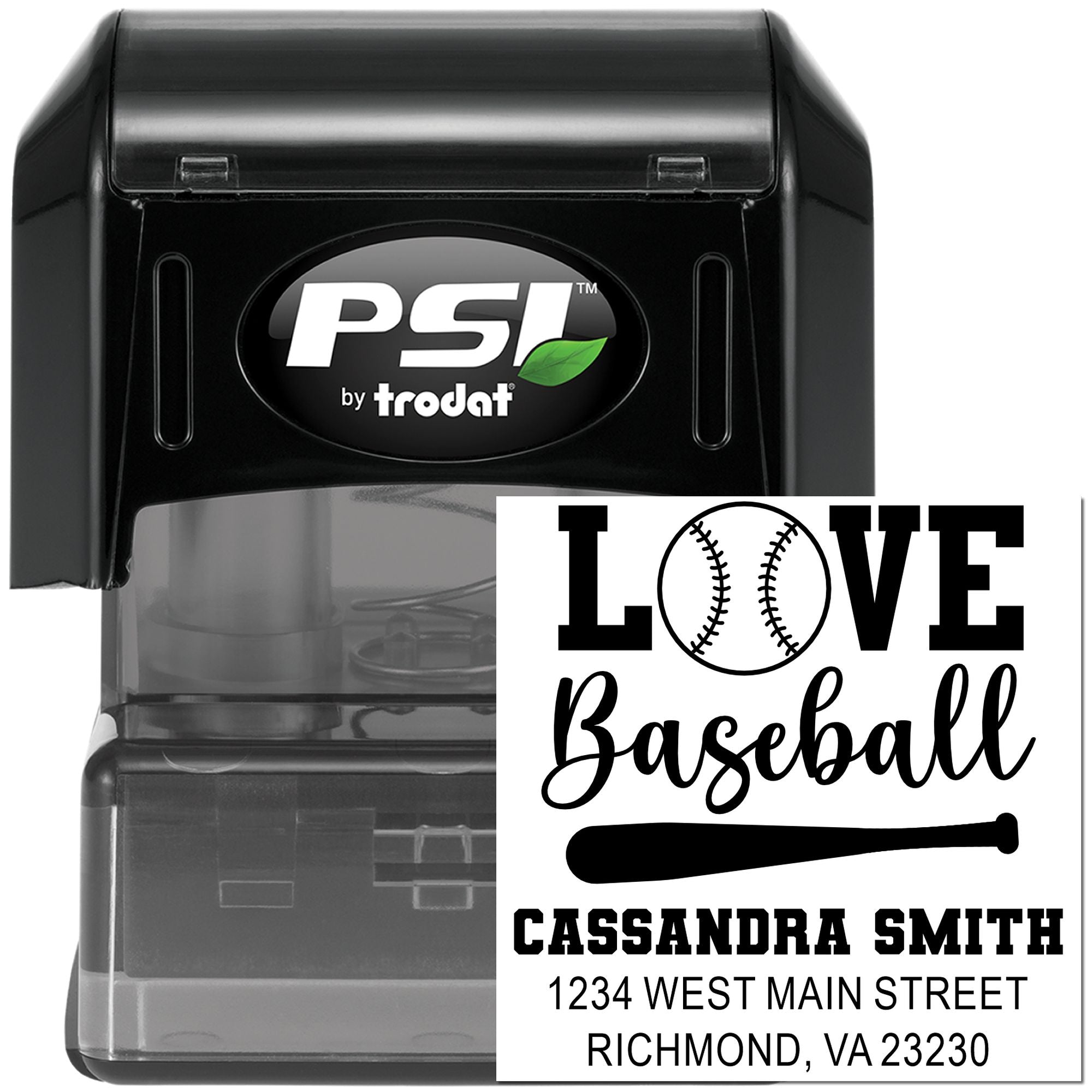 PSI Pre-Ink The Dugout Crew Love Baseball Custom-Made Return Address Pre-Inked Stamp