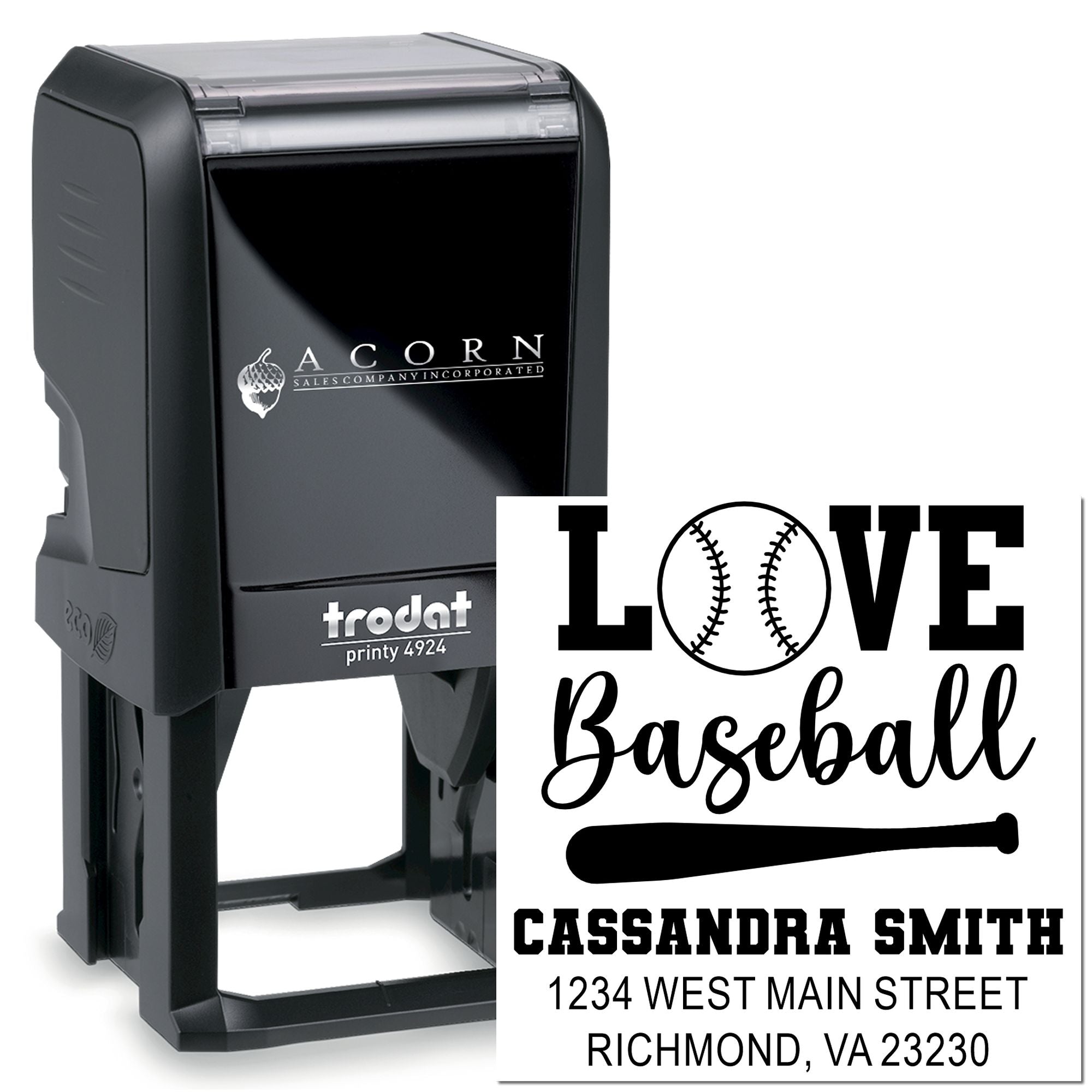 Self-Inking The Dugout Crew Love Baseball Custom-Made Return Address Rubber Stamp