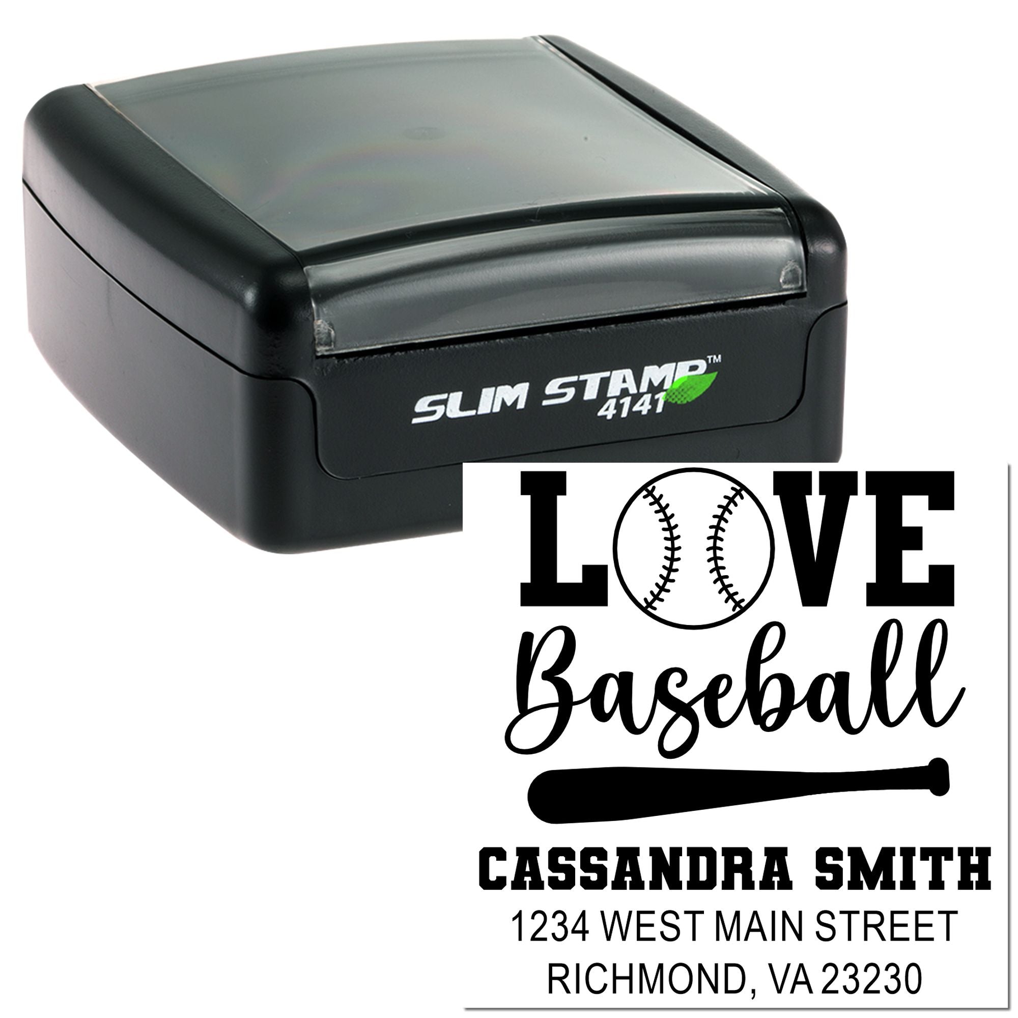 Slim Pre-Inked The Dugout Crew Love Baseball Custom-Made Return Address Stamp