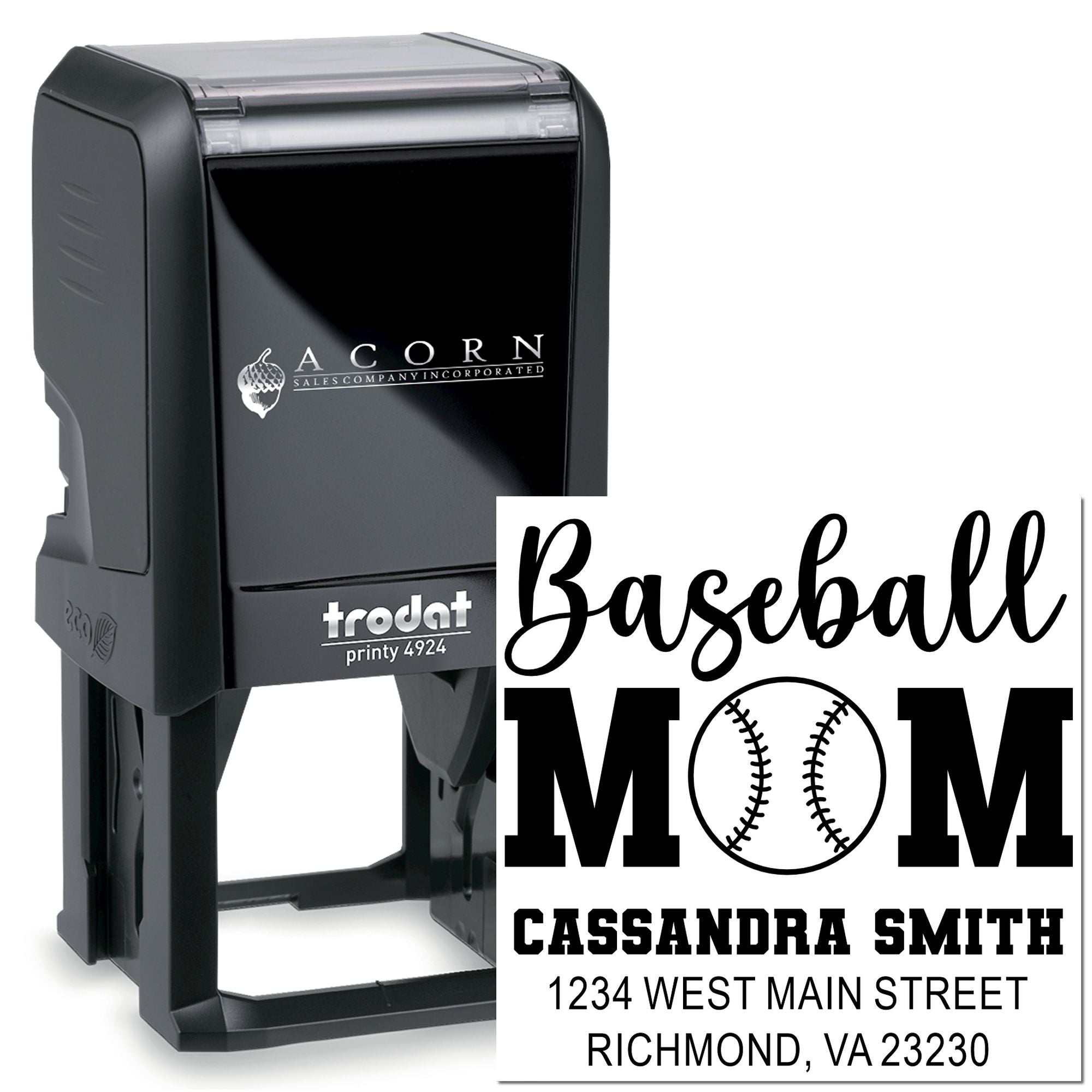 Self-Inking Curveball Kings Baseball Mom Custom-Made Return Address for Envelopes Stamp