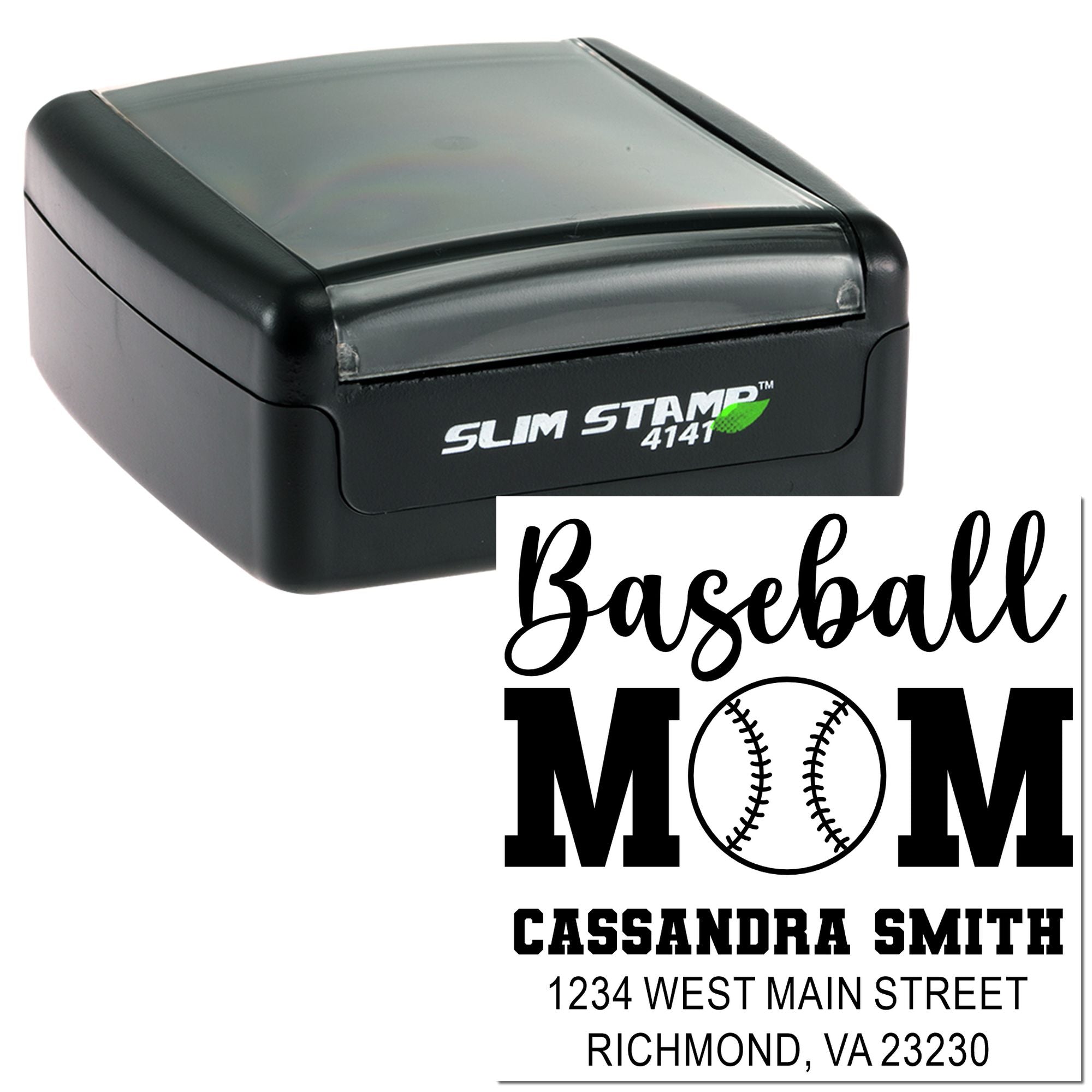 Slim Pre-Inked Curveball Kings Baseball Mom Custom-Made Return Address for Envelopes Stamp