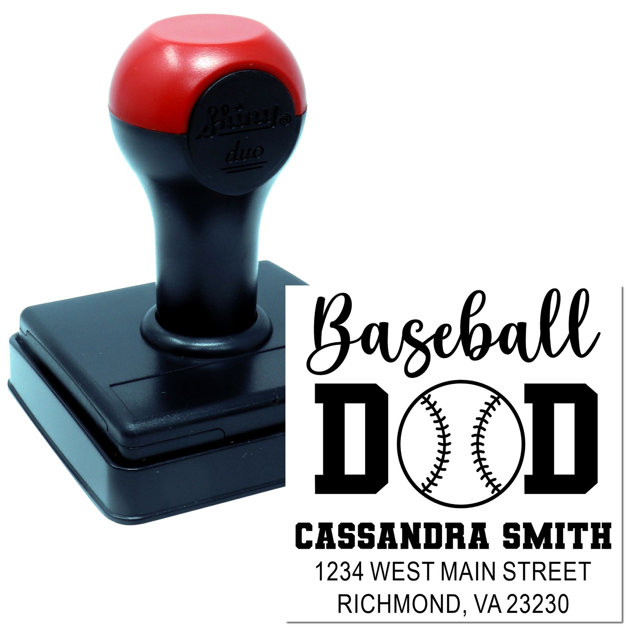 Duo Hand Diamond Dingers Baseball Dad Custom Return Address Stamper