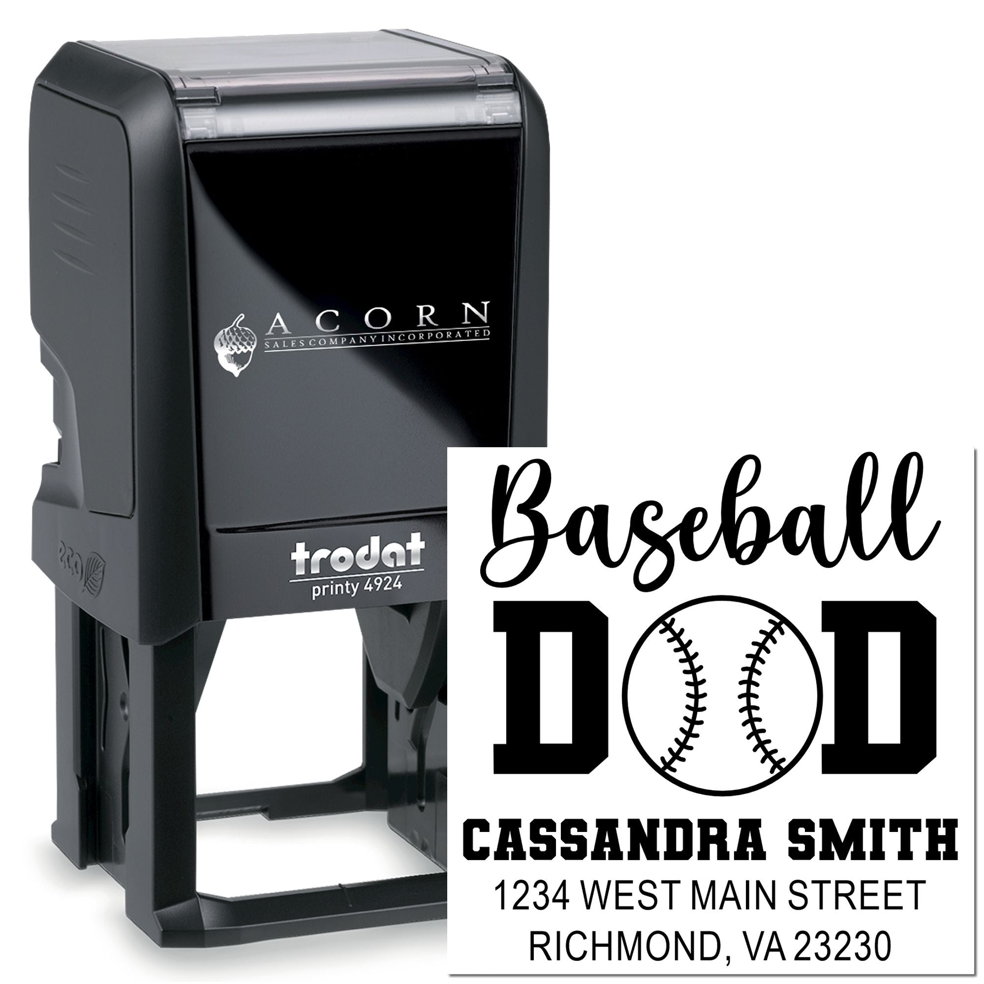 Self-Inking Diamond Dingers Baseball Dad Custom-Made Return Address for Envelopes Stamper
