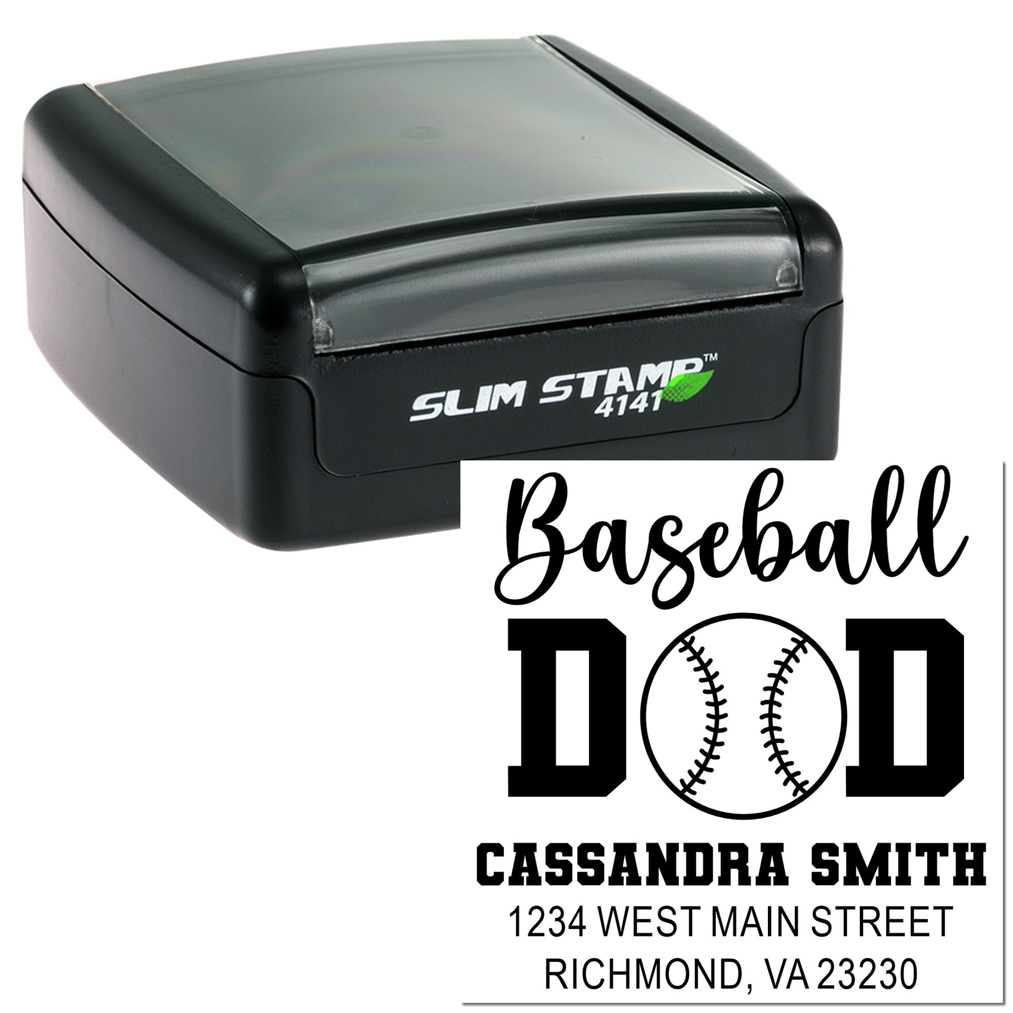 Slim Pre-Inked Diamond Dingers Baseball Dad Custom-Made Return Address for Envelopes Stamper