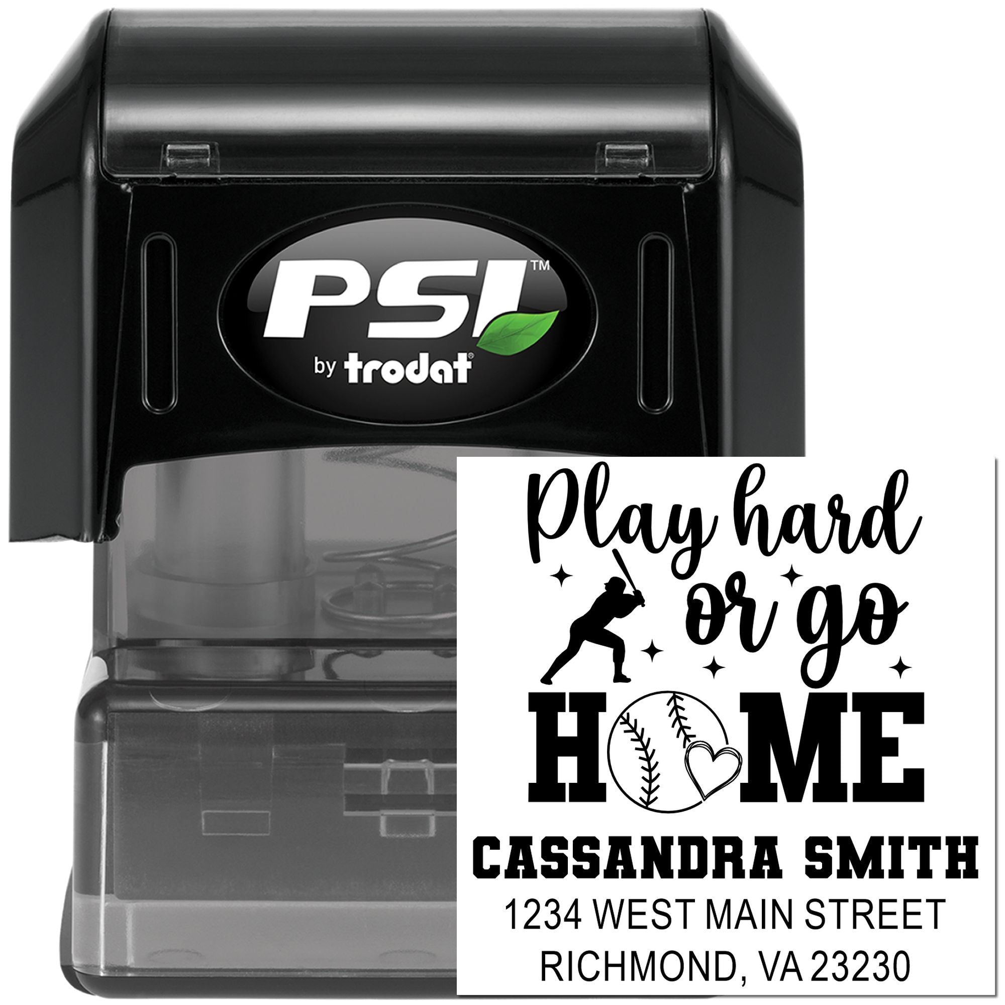 PSI Pre-Ink Home Run Hustle Play Hard Or Go Home Baseball Custom-Made Return Address for Envelopes Pre-Inked Stamp