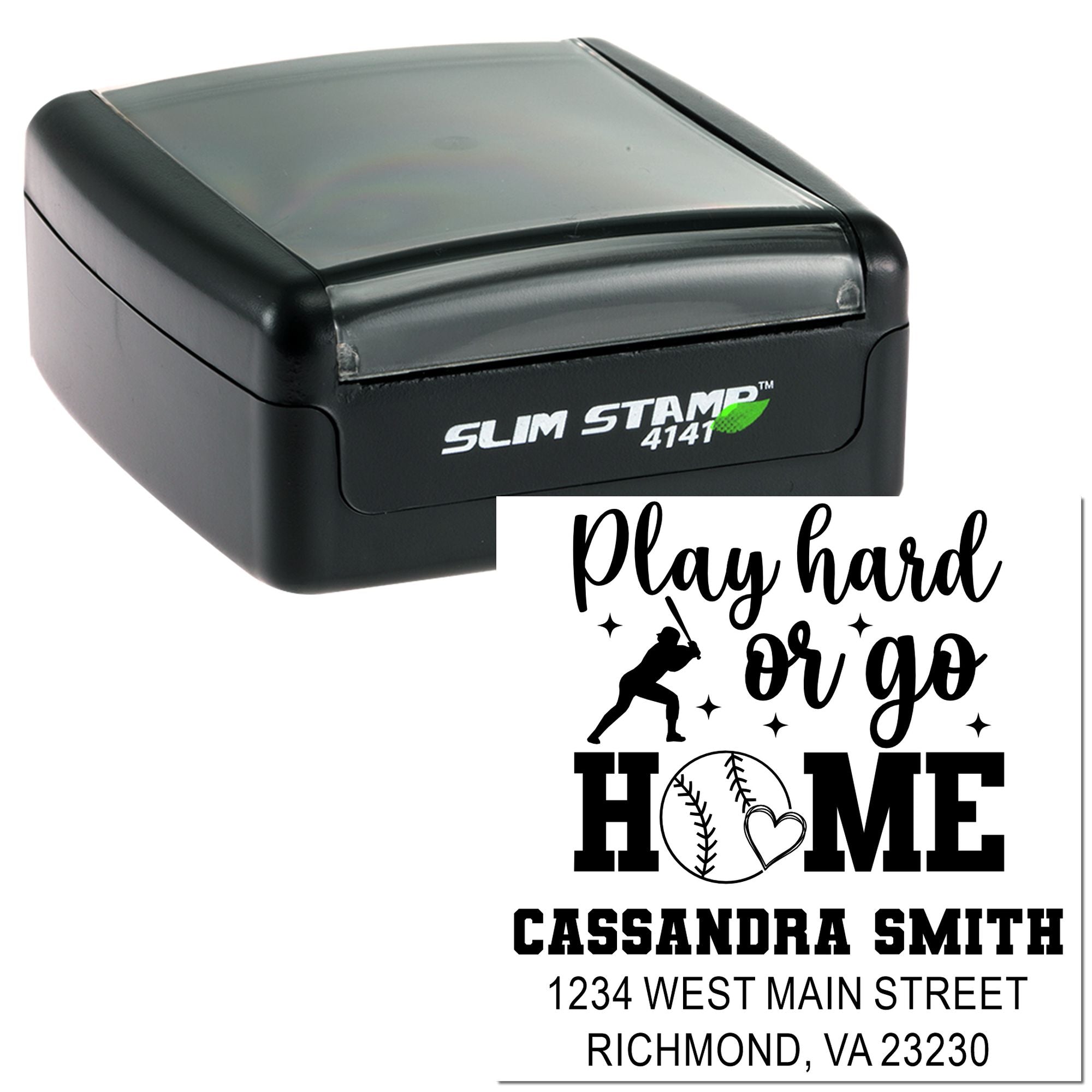 Slim Pre-Inked Home Run Hustle Play Hard Or Go Home Baseball Custom-Made Return Address for Envelopes Stamp