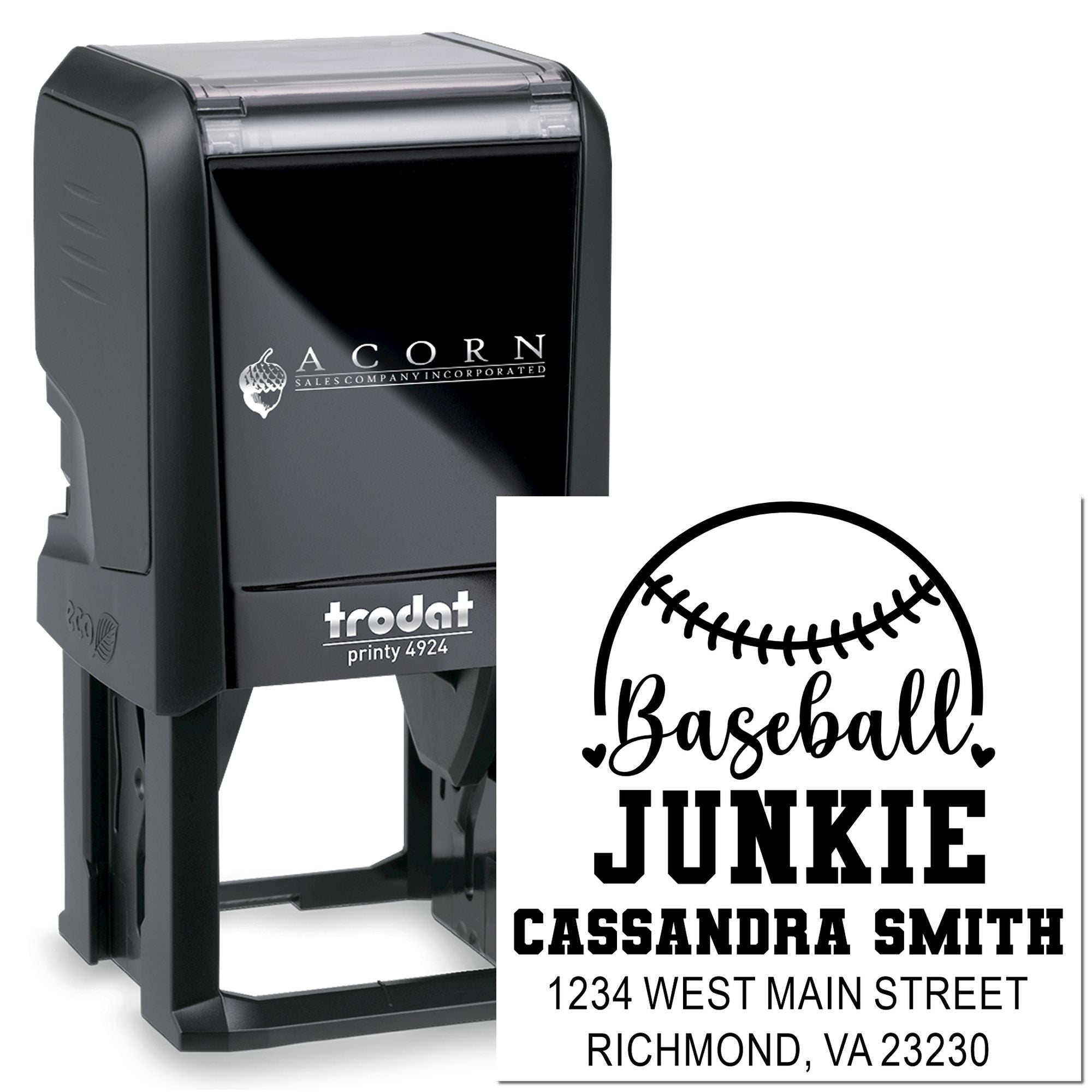 Self-Inking Glove Love Baseball Enthusiast Custom-Made Return Address Label Stamper