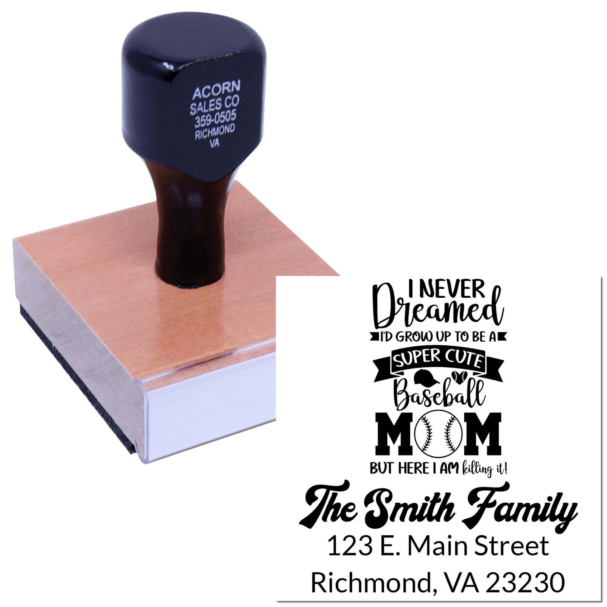 Personalized self-inking rubber stamp with custom name and address designs for family, business, and return mail.