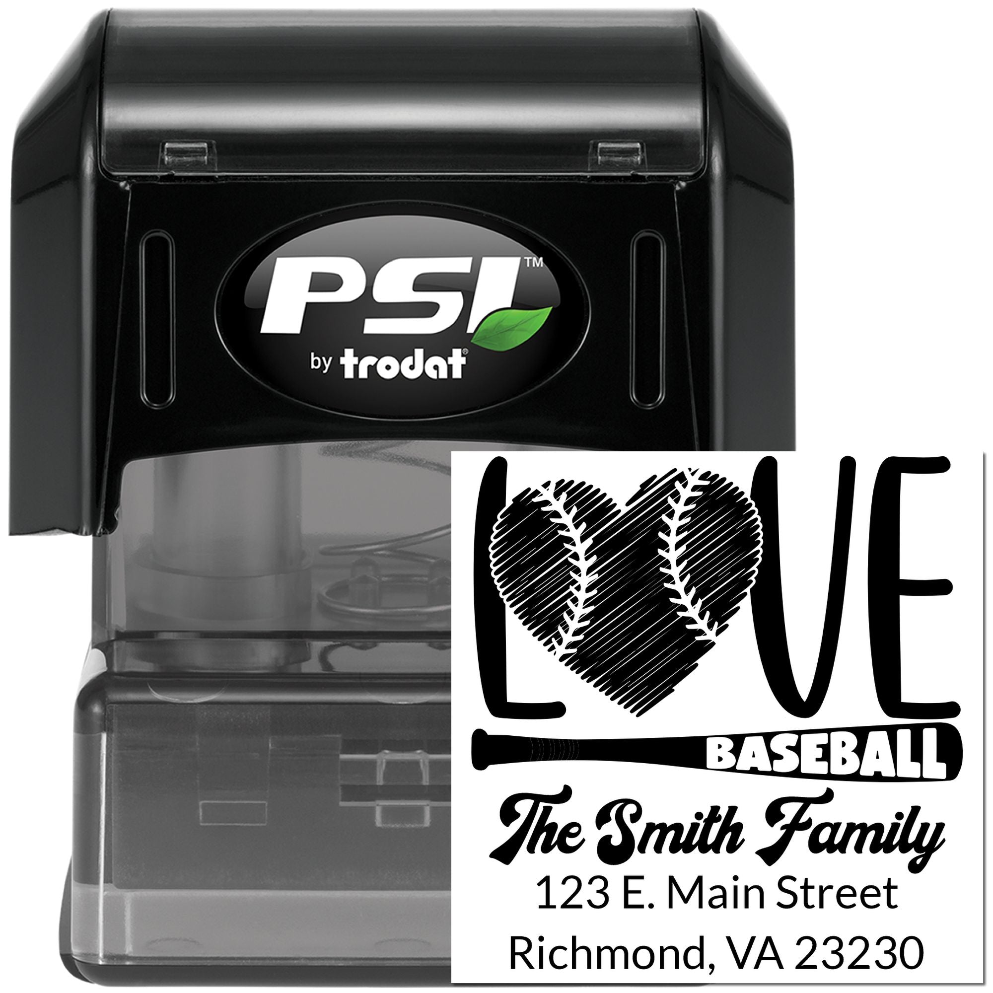 PSI Pre-Ink The Strikeout Side Love Baseball Personalizable Return Address for Envelopes Pre-Inked Stamp