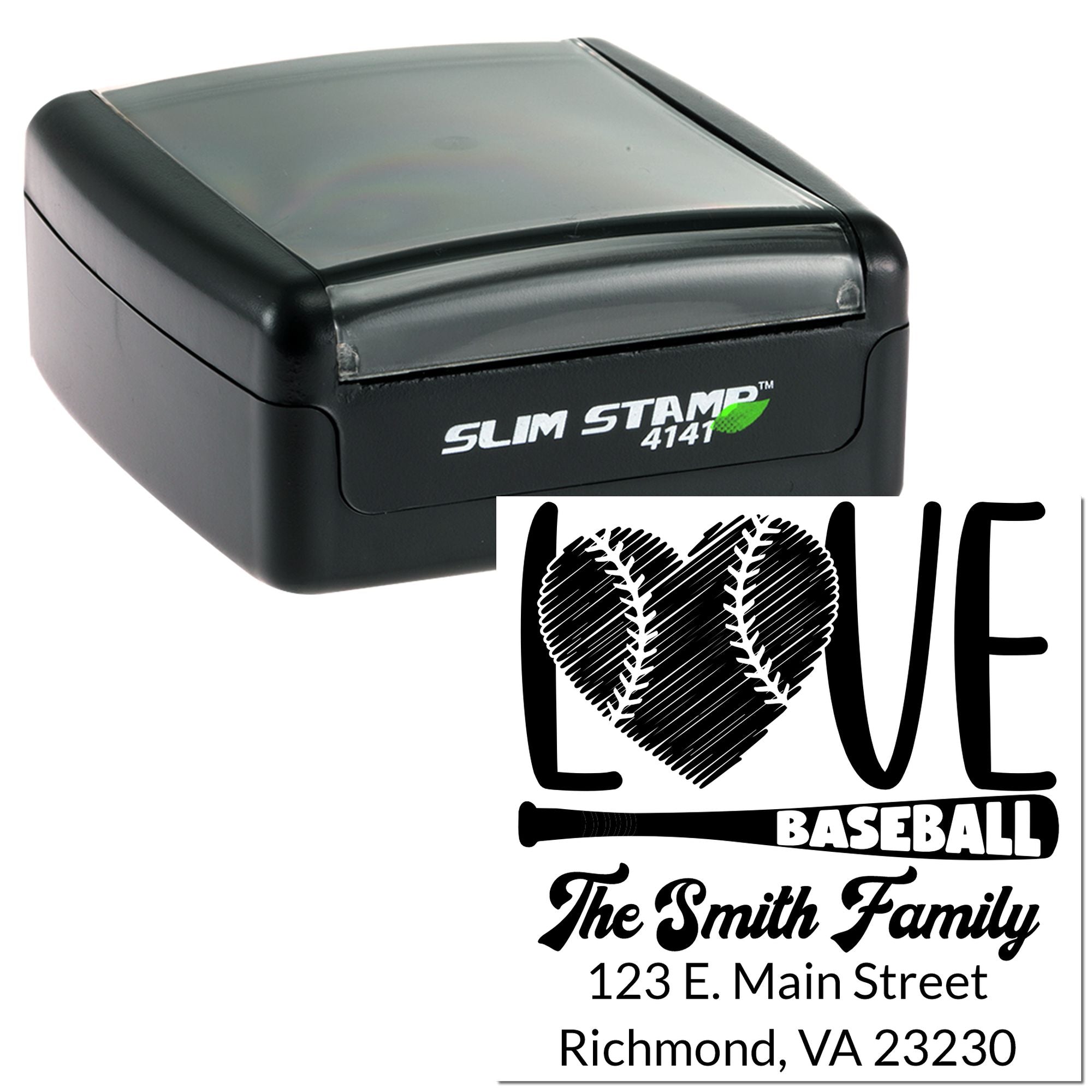 Slim Pre-Inked The Strikeout Side Love Baseball Personalizable Return Address for Envelopes Stamp