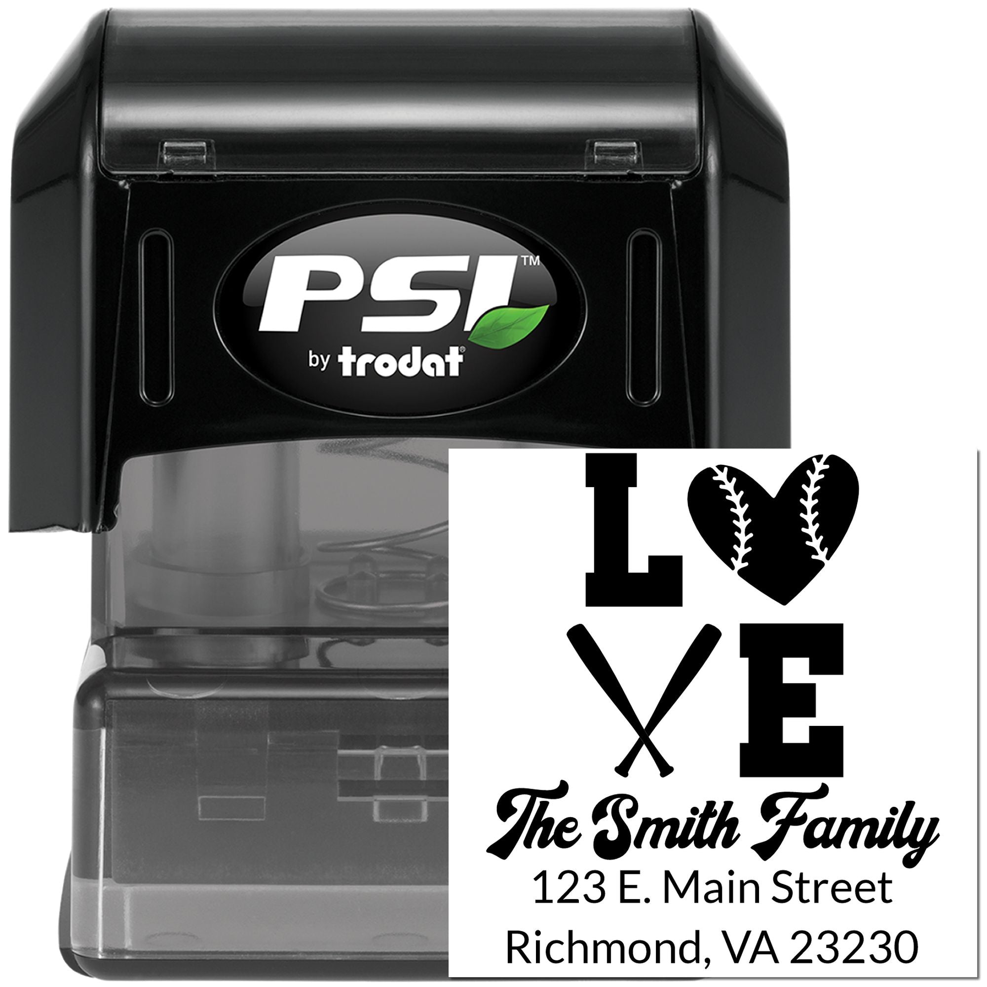 PSI Pre-Ink Diamond Grit Baseball Love Personalizable Return Address for Envelopes Pre-Inked Stamper
