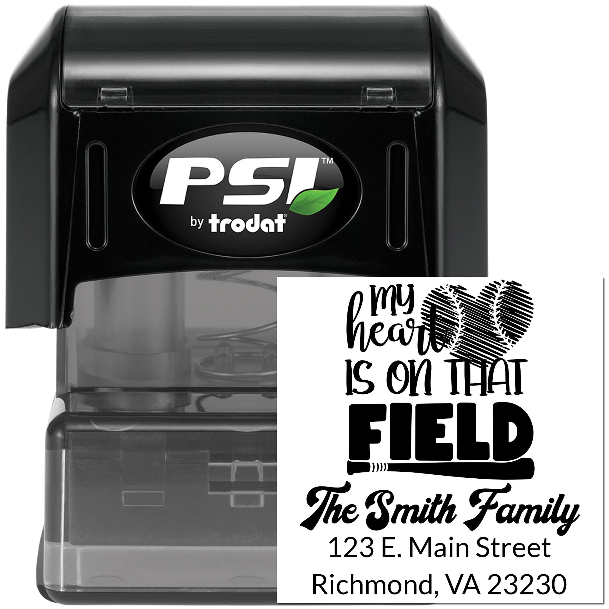 PSI Pre-Ink The Top Order My Heart Is On That Field Baseball Personalizable Return Address for Envelopes Pre-Inked Stamp