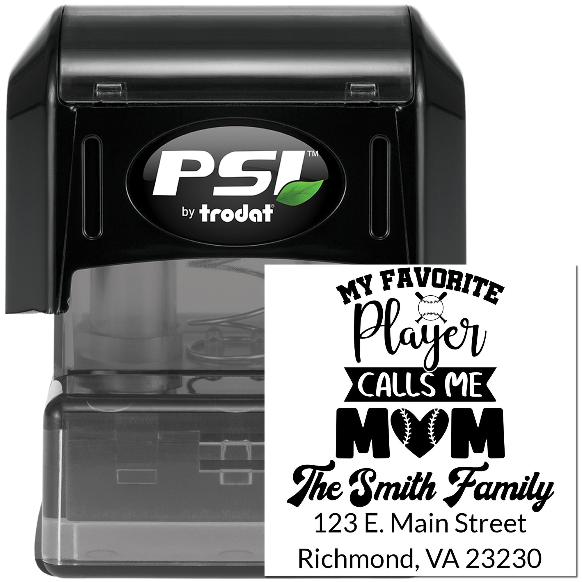 PSI Pre-Ink Grand Slam Gliders Baseball Mom Love Personalizable Return Address Label Pre-Inked Stamp