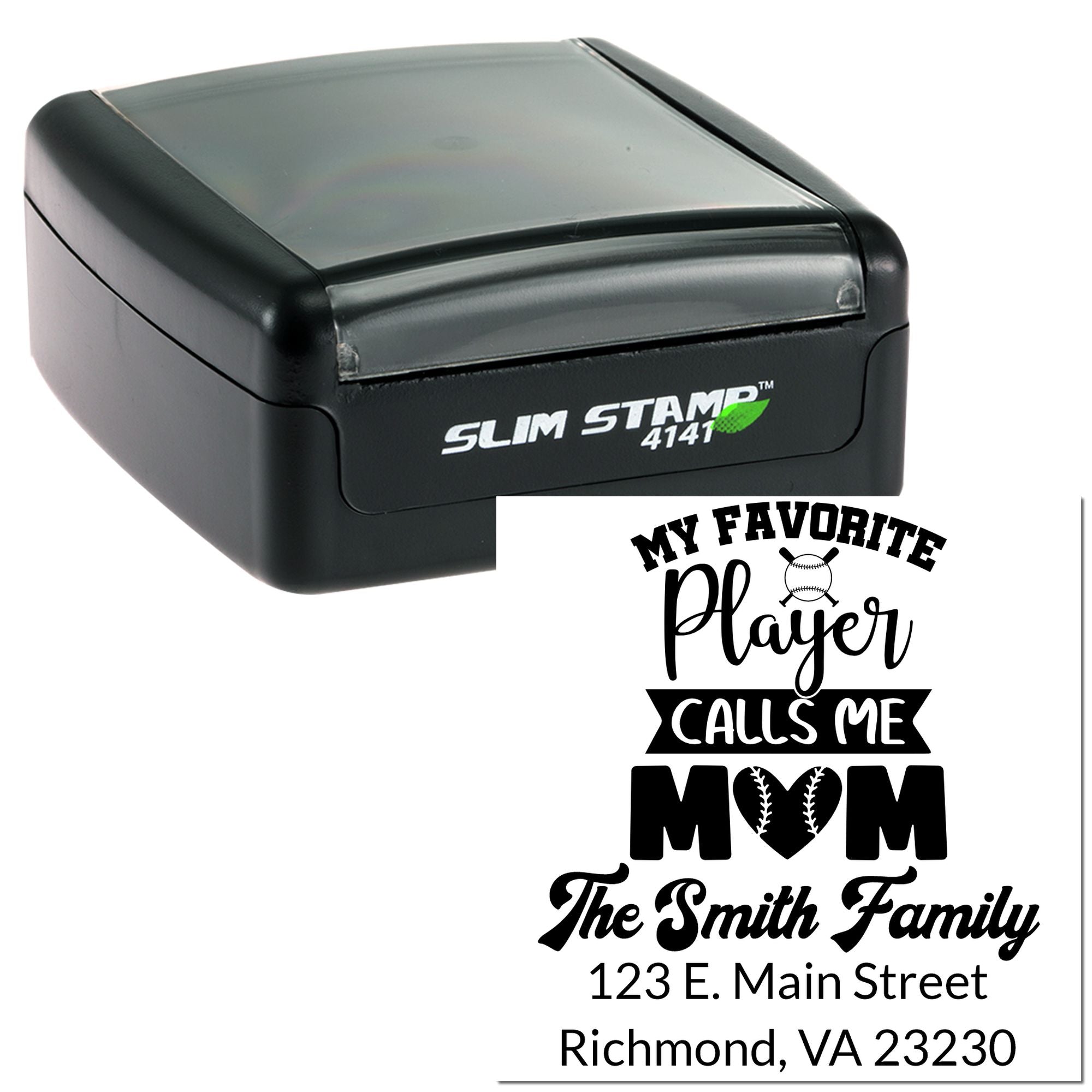 Slim Pre-Inked Grand Slam Gliders Baseball Mom Love Personalizable Return Address Label Stamp