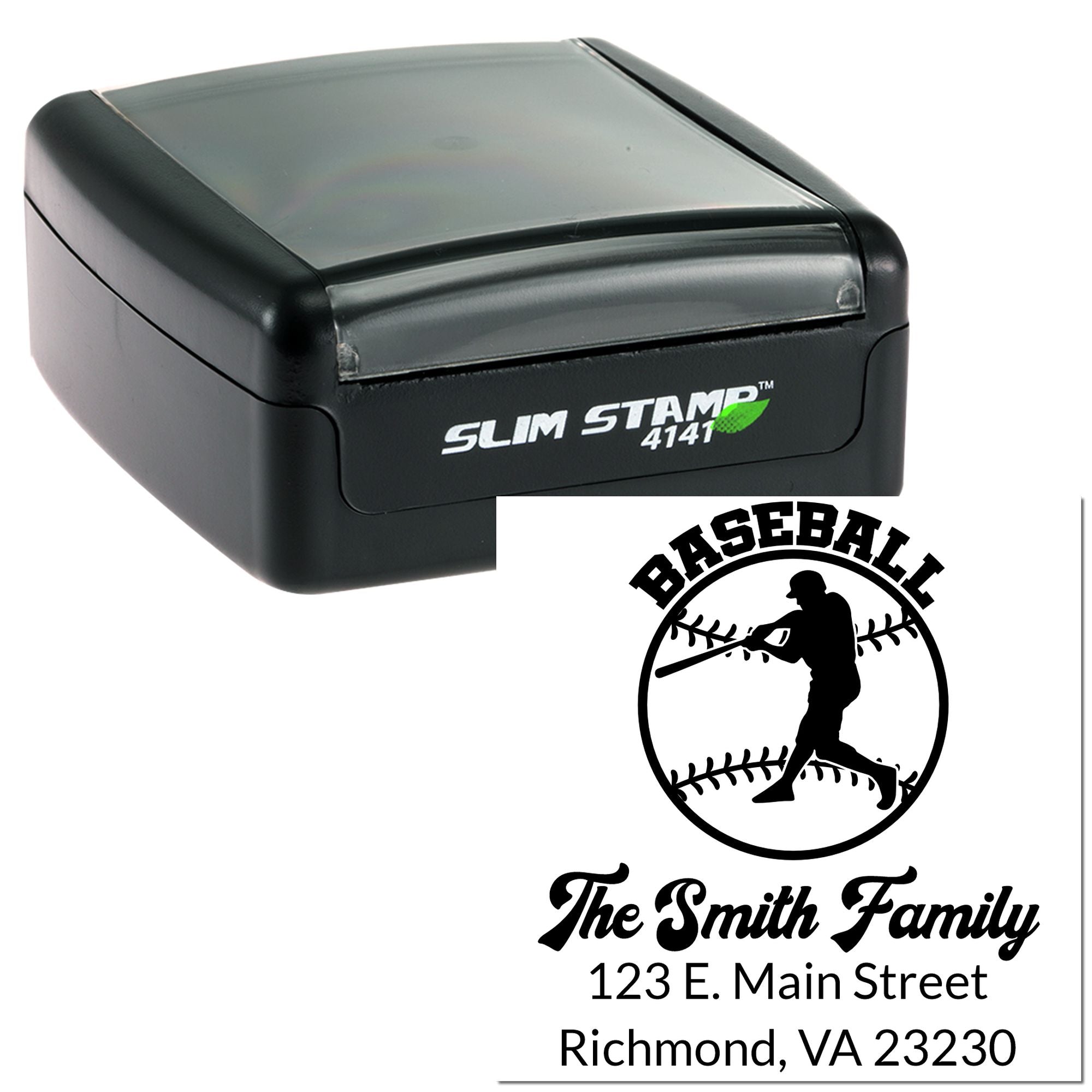 Slim Pre-Inked The Perfect Pitchers Home Run Silhouette Personalizable Return for Envelopes Stamp