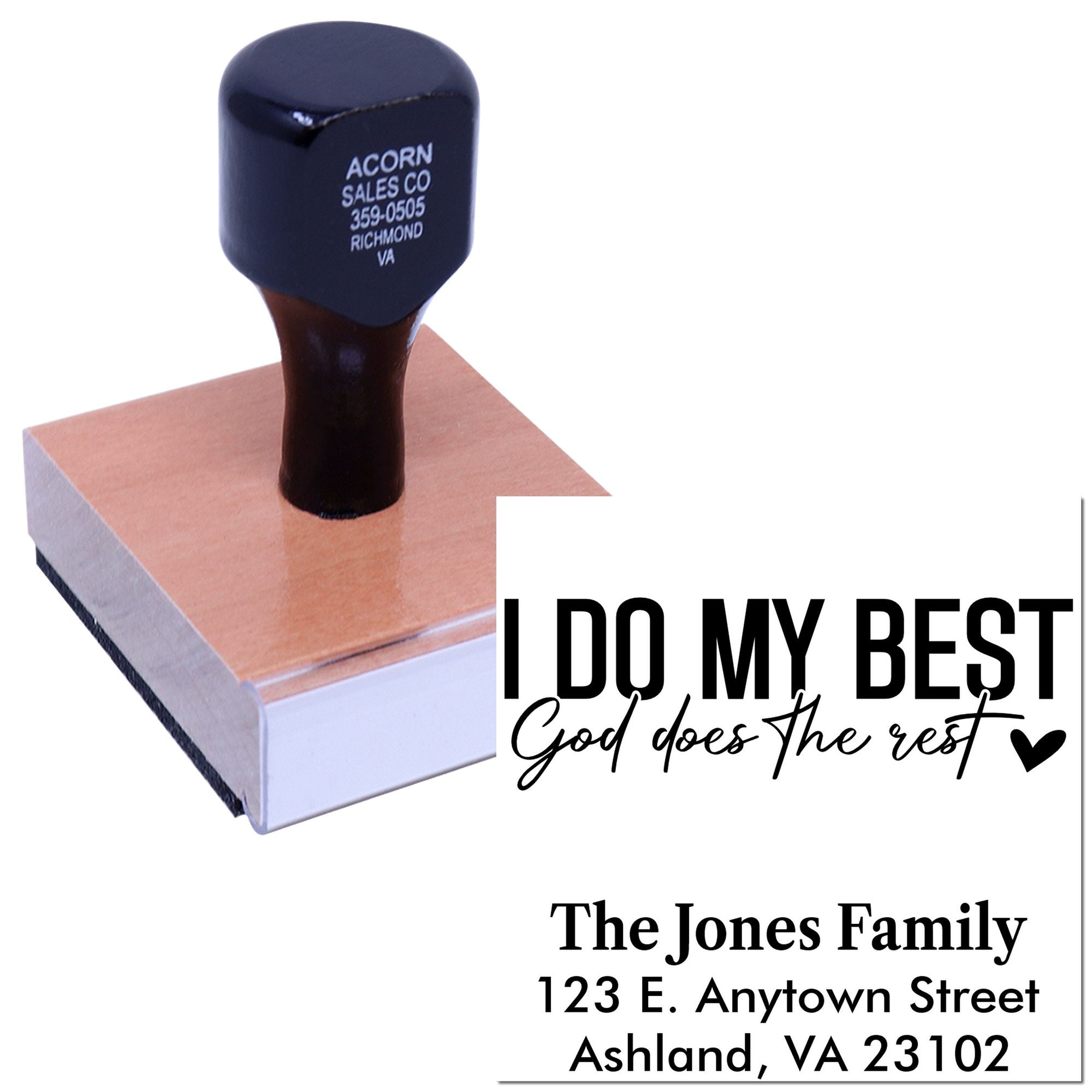 Custom personalized rubber stamp with return address and inspirational message designs.