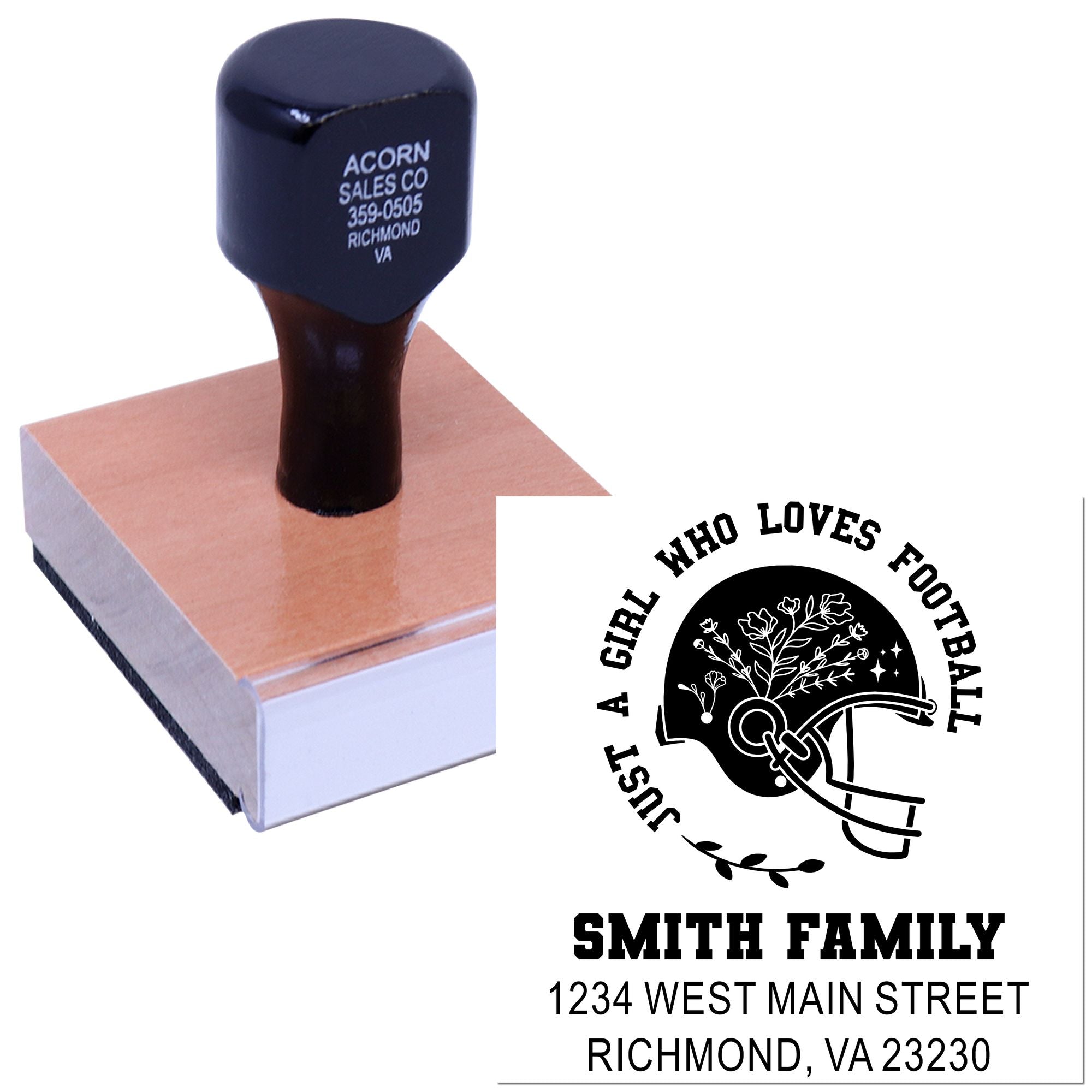 A Joyful Girl Who Adores Everything Customized Rubber Return Address Label Stamp with Wood Handle