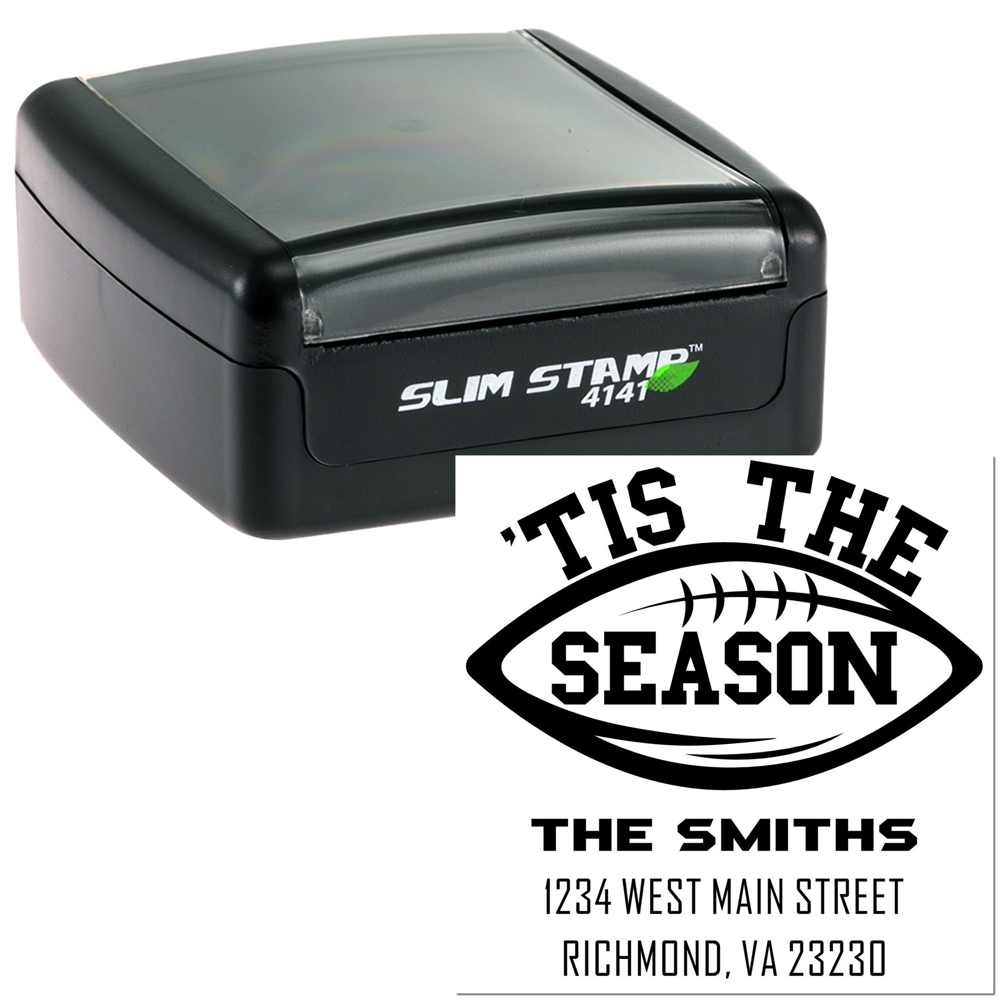 Slim Stamp custom football season return address rubber stamp for The Smiths, Richmond, VA 23230