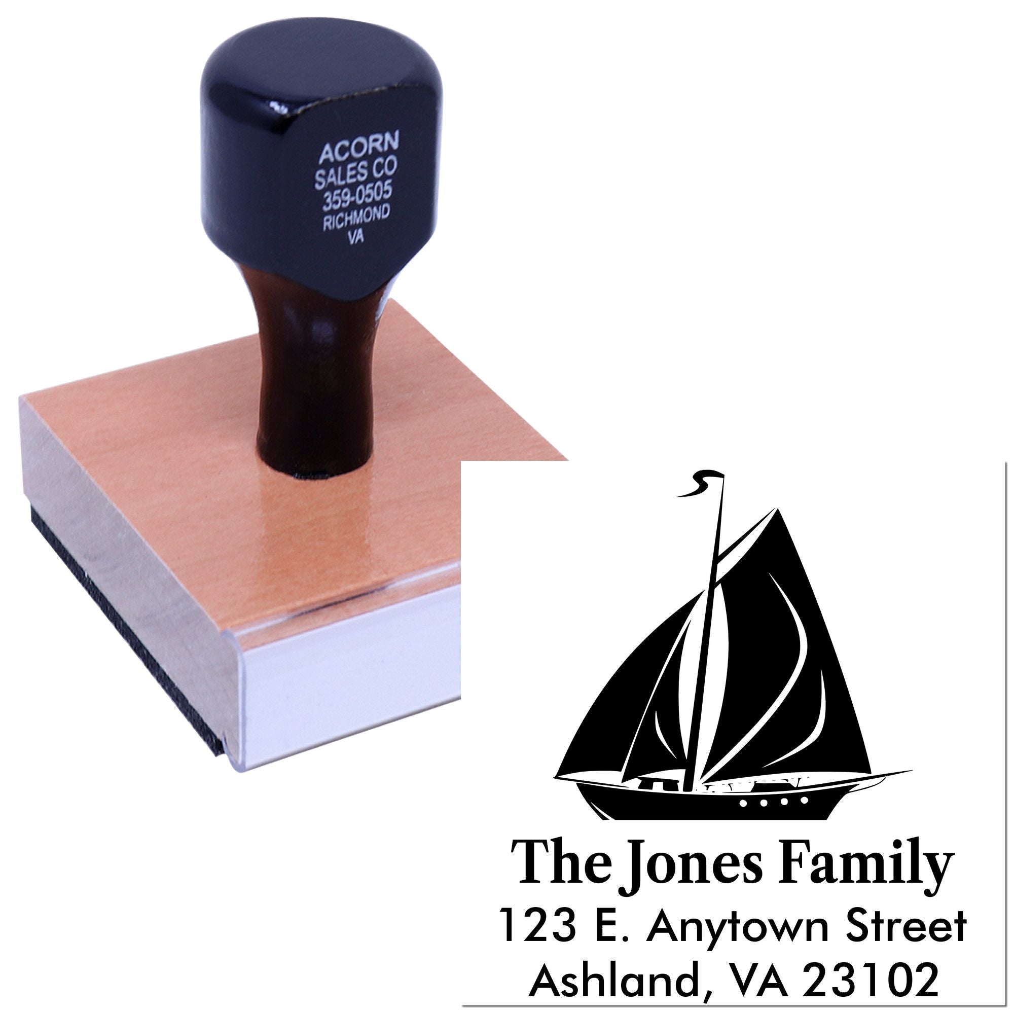 Custom sailboat family address rubber stamp for personalized return mailing and home address labels